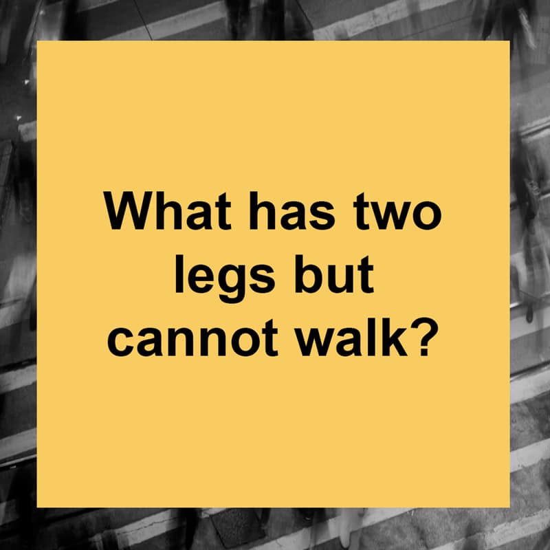 #5 IQ Story: What has two legs but cannot walk?