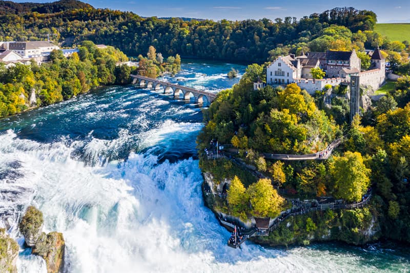 #5 Rhine Falls, Switzerland Geography Story: Rhine Falls, Switzerland facts about waterfalls most beautiful waterfalls in the world