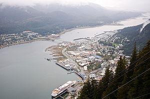 The municipality of Juneau, location of Alaska's state capital, covers a larger area than two other entire US states combined. The municipality of Juneau, location of Alaska's state capital, covers a larger area than two other entire US states combined.