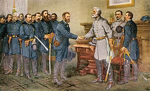 When did Confederate Gen. Robert E. Lee surrender his army to Union Gen. Ulysses S. Grant at Appomattox Court House in Virginia?