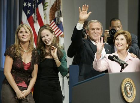 What are the names of George W. Bush's twin daughters?
