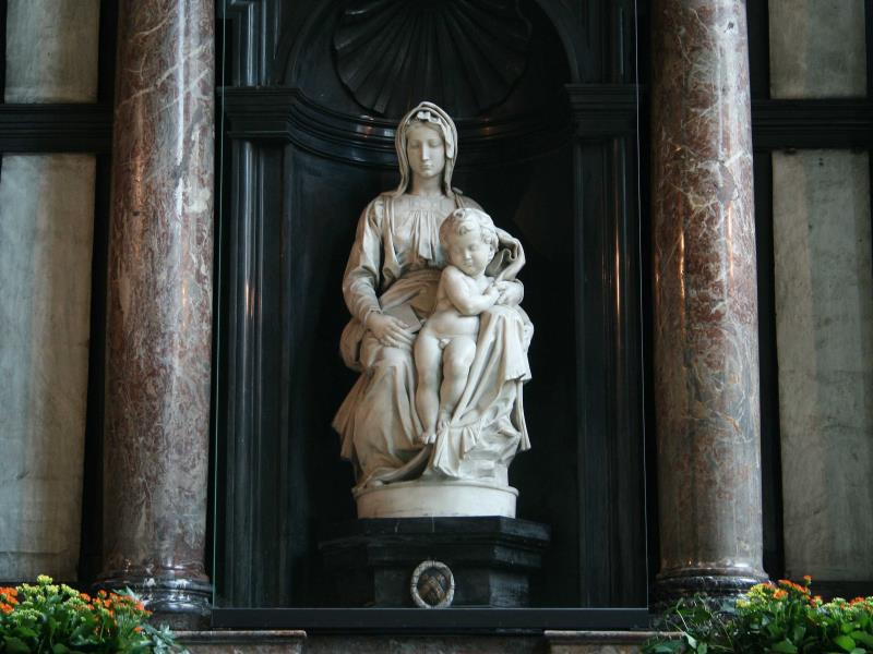 Where is this sculpture by Michelangelo located?