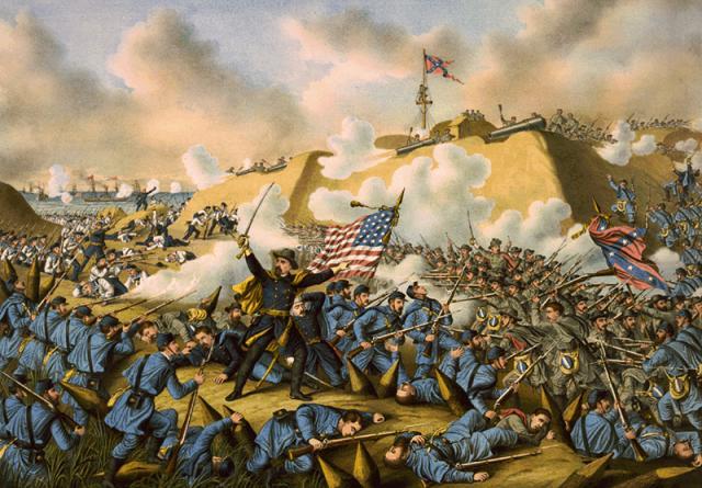 What was the name of the Confederate fort during the Civil War that protected entrance to the Cape Fear River, and hence Wilmington NC, at the northern entry point, New Inlet?