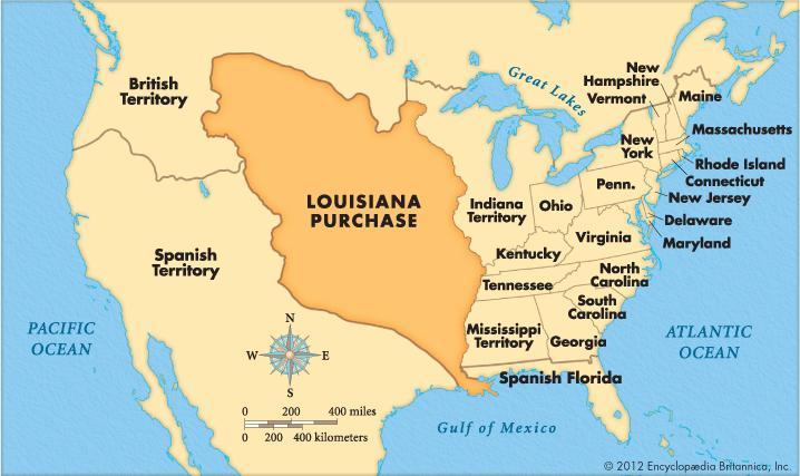 Who was the US President when the Louisiana Purchase was completed?
