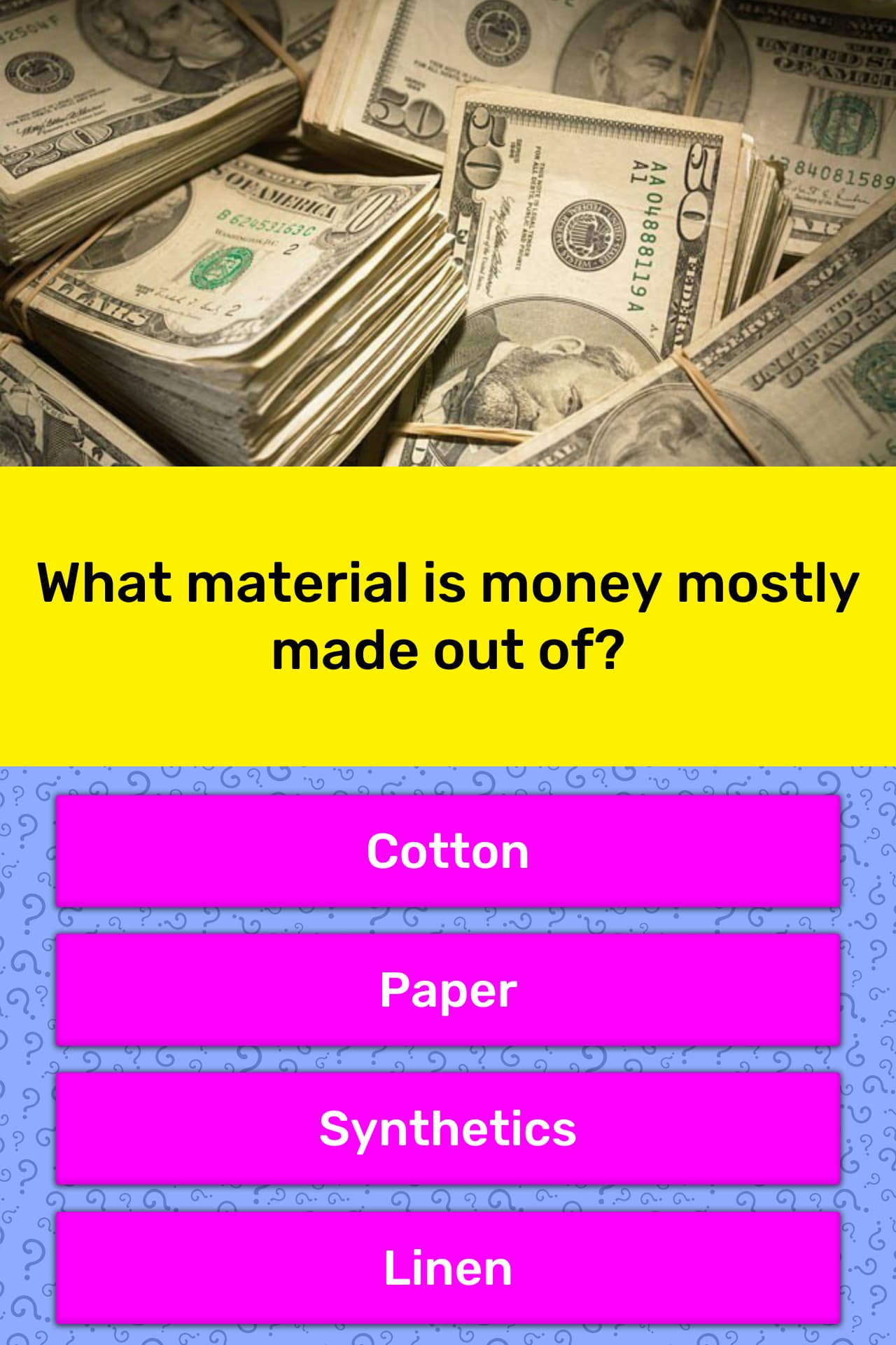 what-material-is-money-mostly-made-trivia-answers-quizzclub