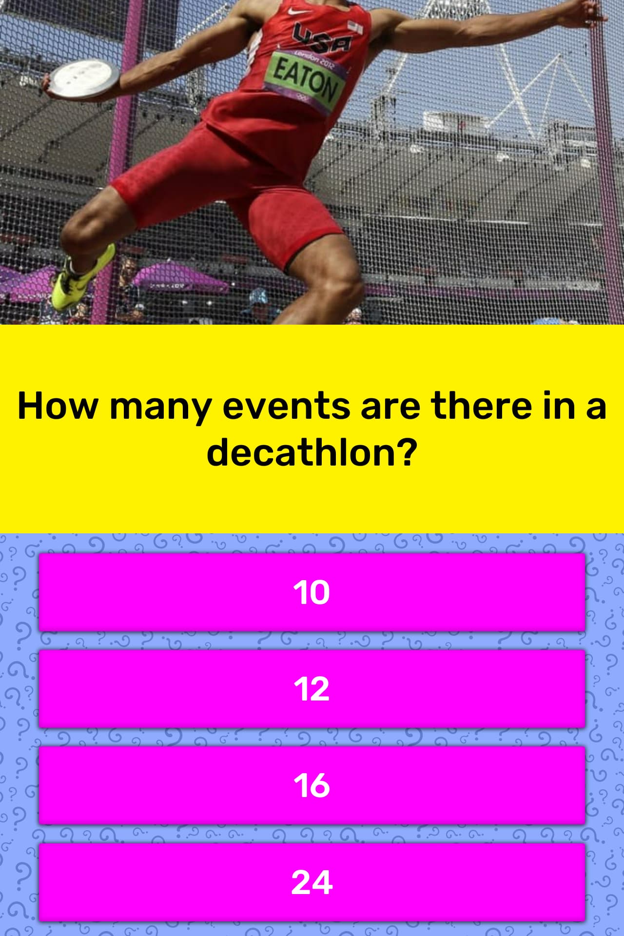 what are the 10 events in the decathlon