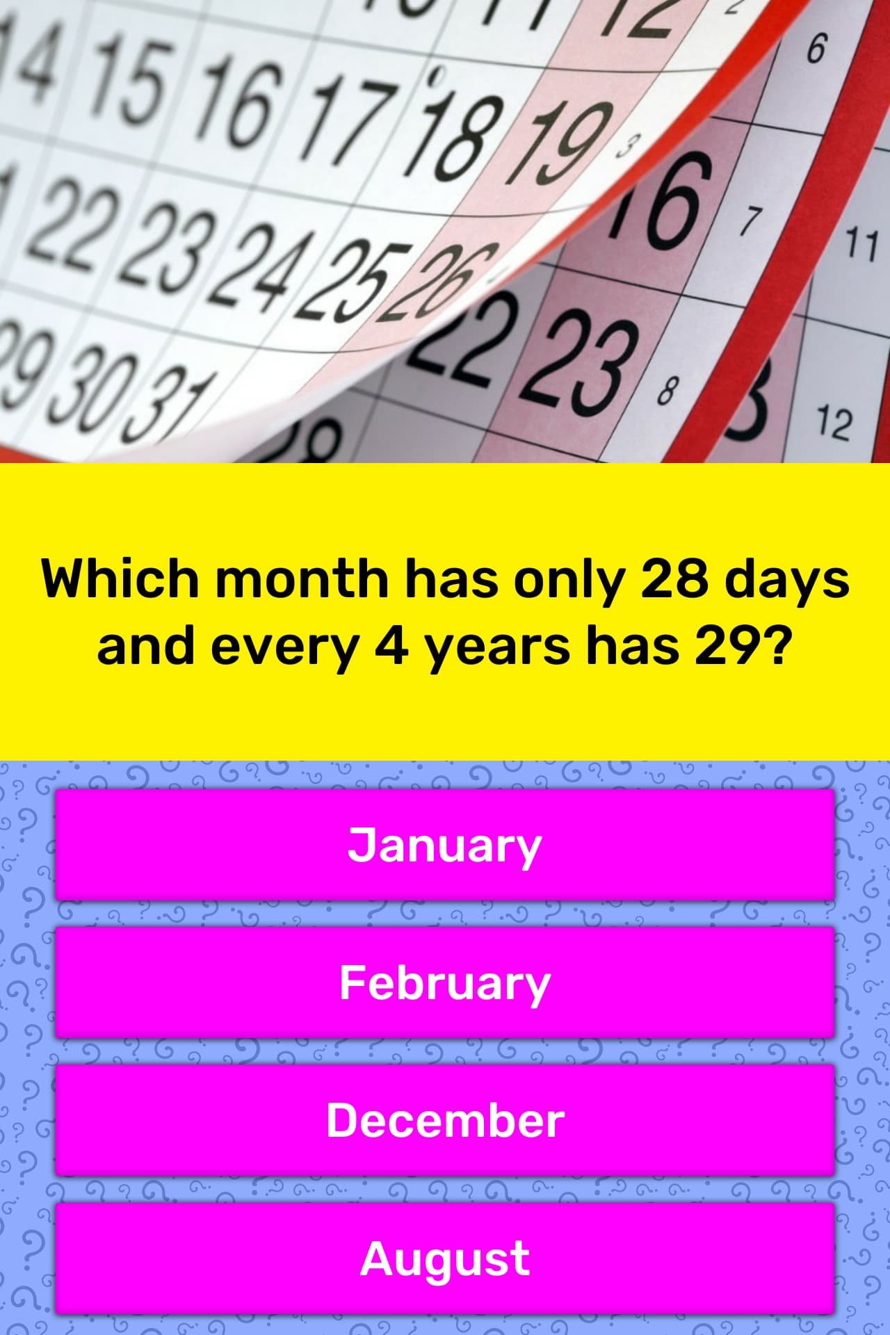 Which Month Has 28 Days Answer