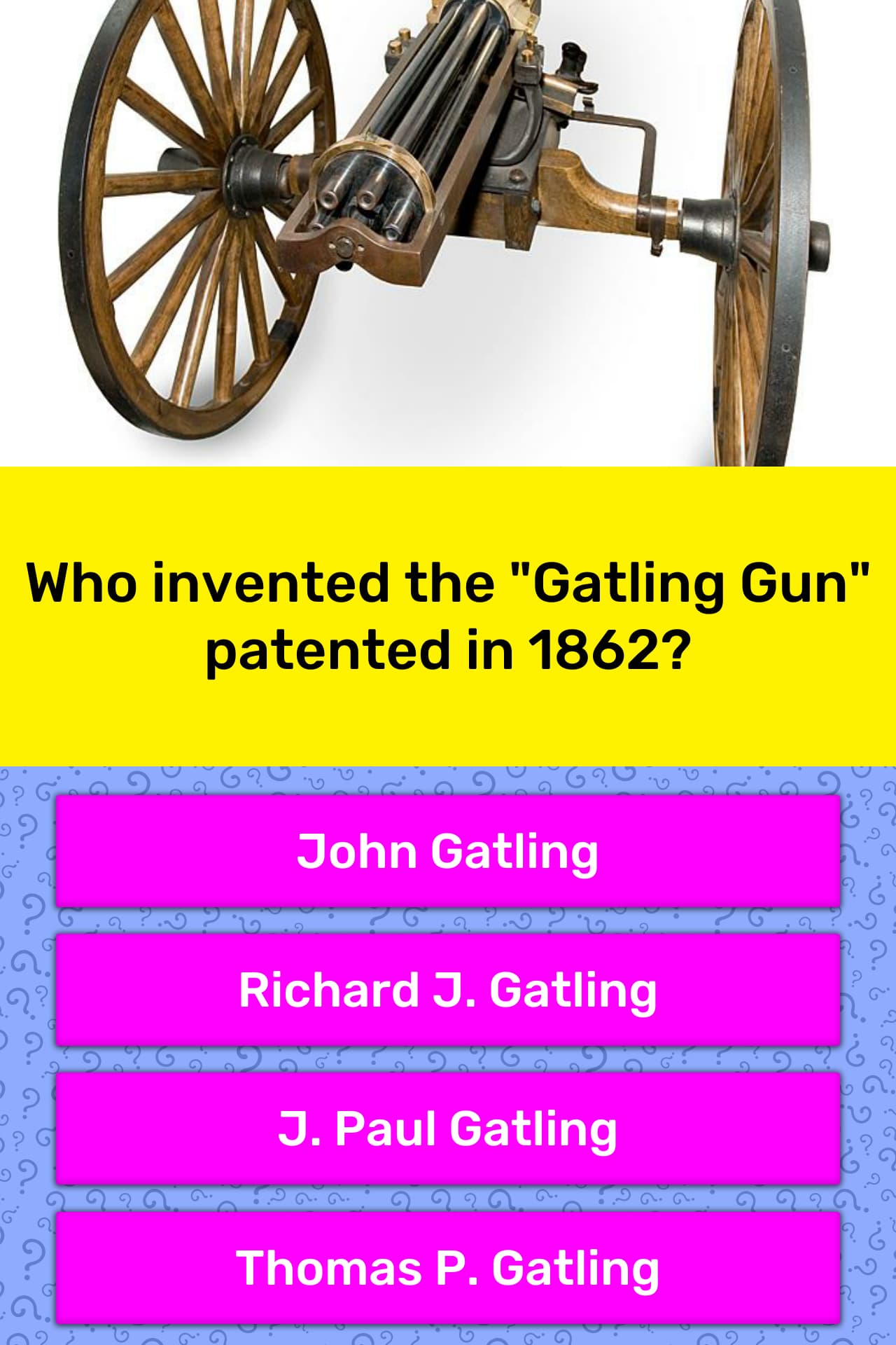 Who invented the "Gatling Gun"... Trivia Questions
