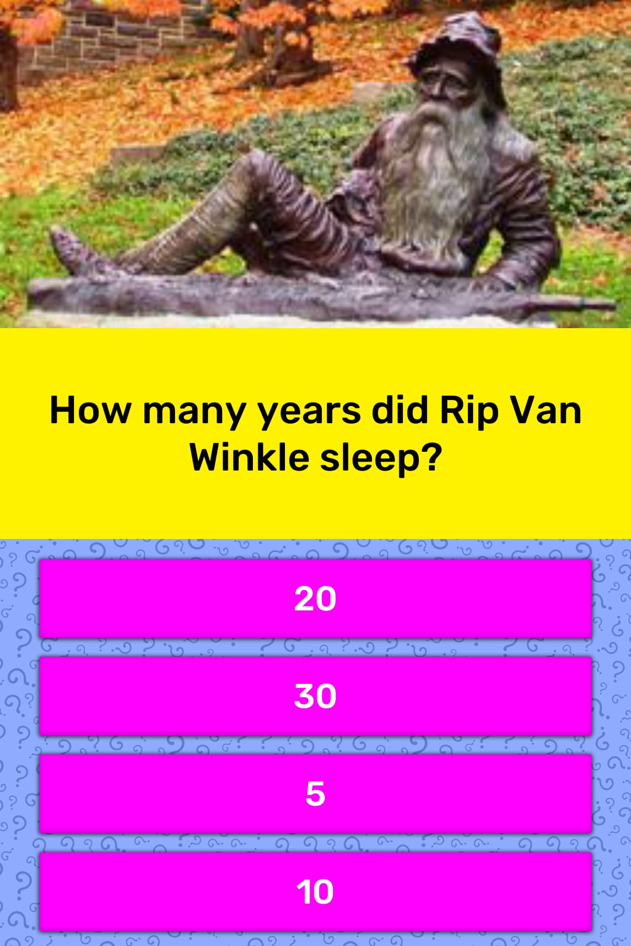 rip van winkle sleep time