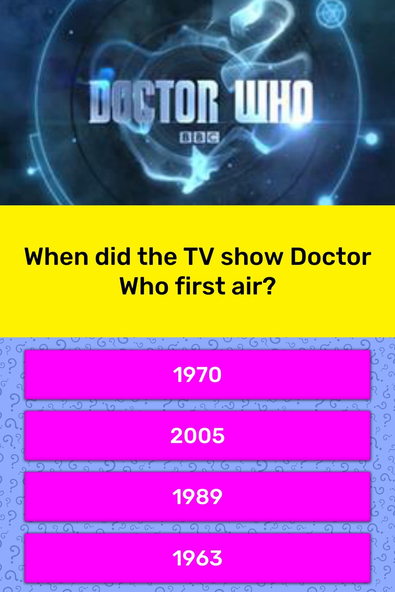 When did the TV show Doctor Who... | Trivia Questions ...