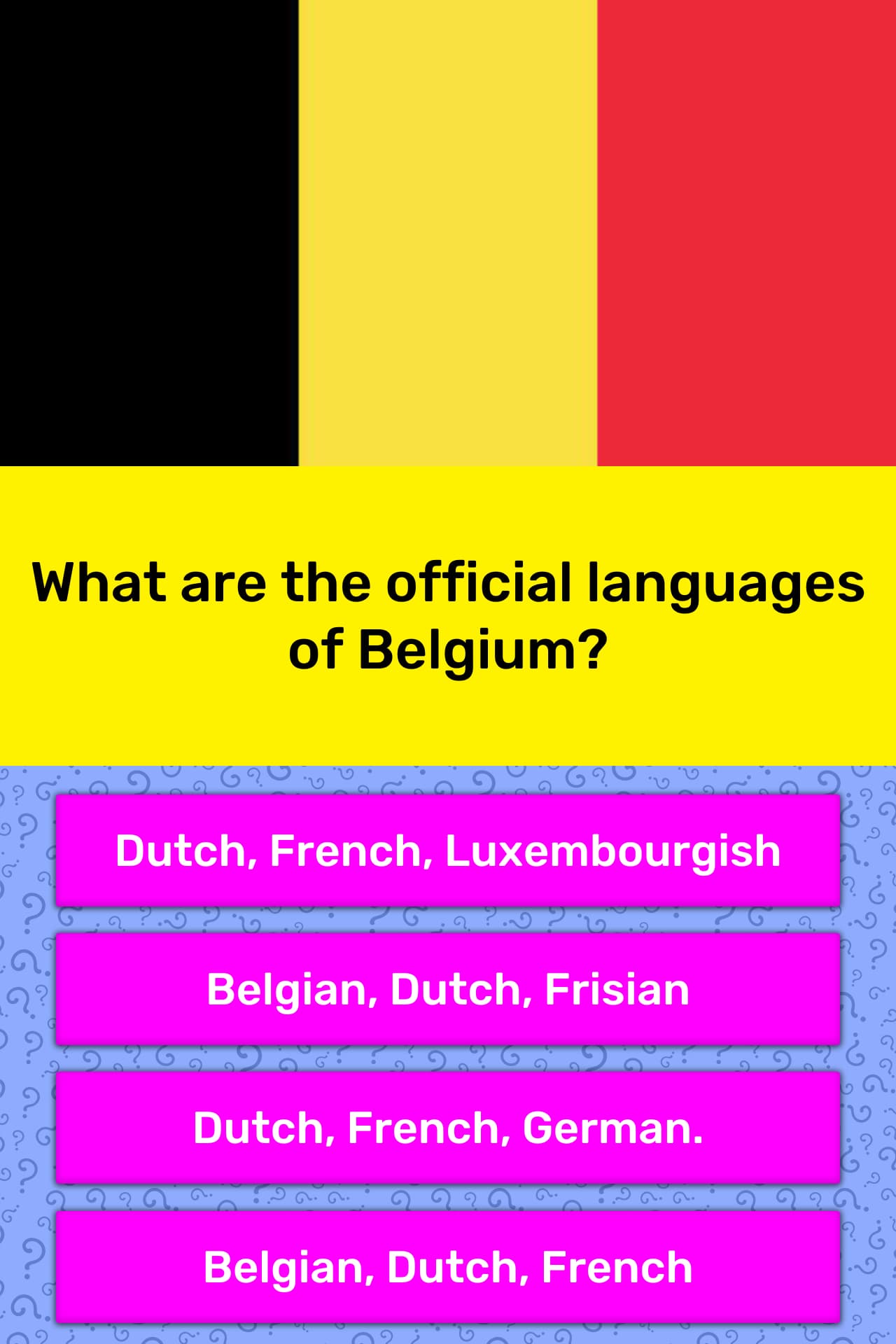 What are the official languages of... | Trivia Questions | QuizzClub