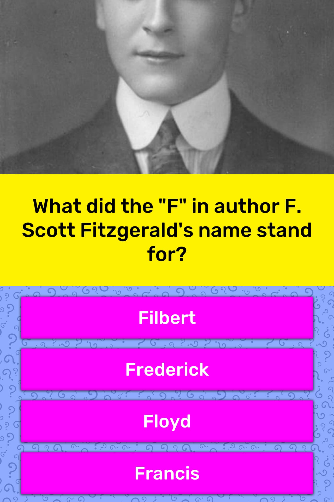What Did The F In Author F Scott Trivia Answers Quizzclub