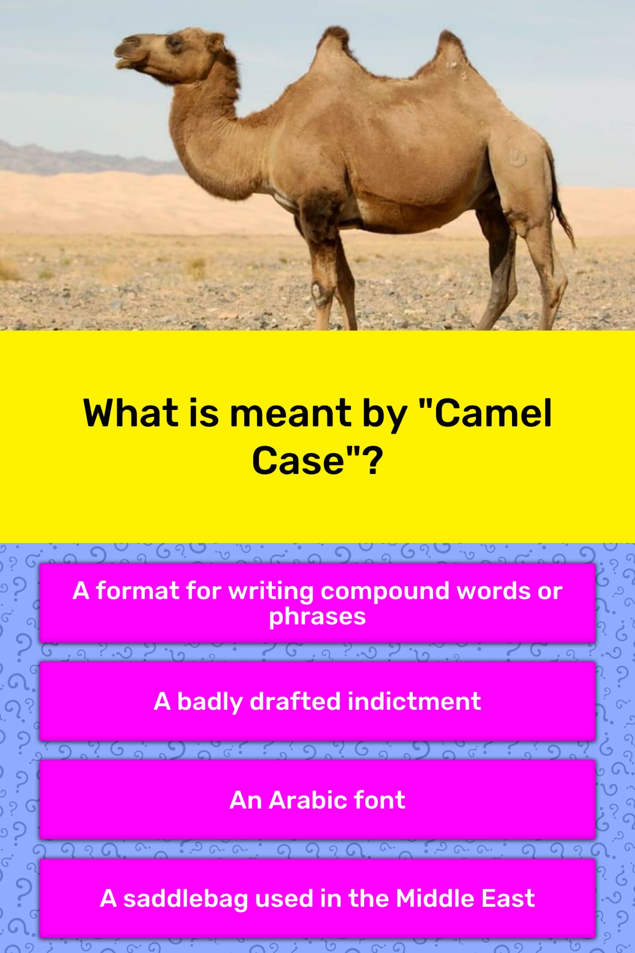 What is meant by "Camel Case"? | Trivia Answers | QuizzClub