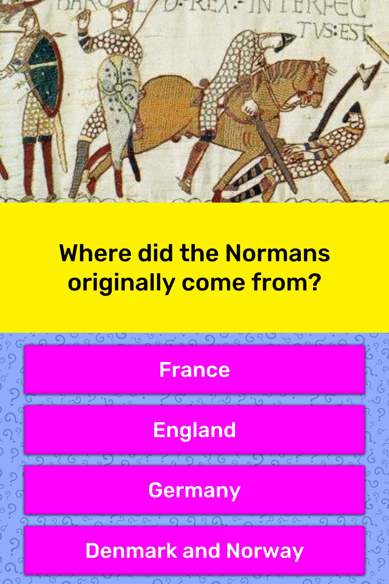 Where did the Normans originally... | Trivia Answers | QuizzClub