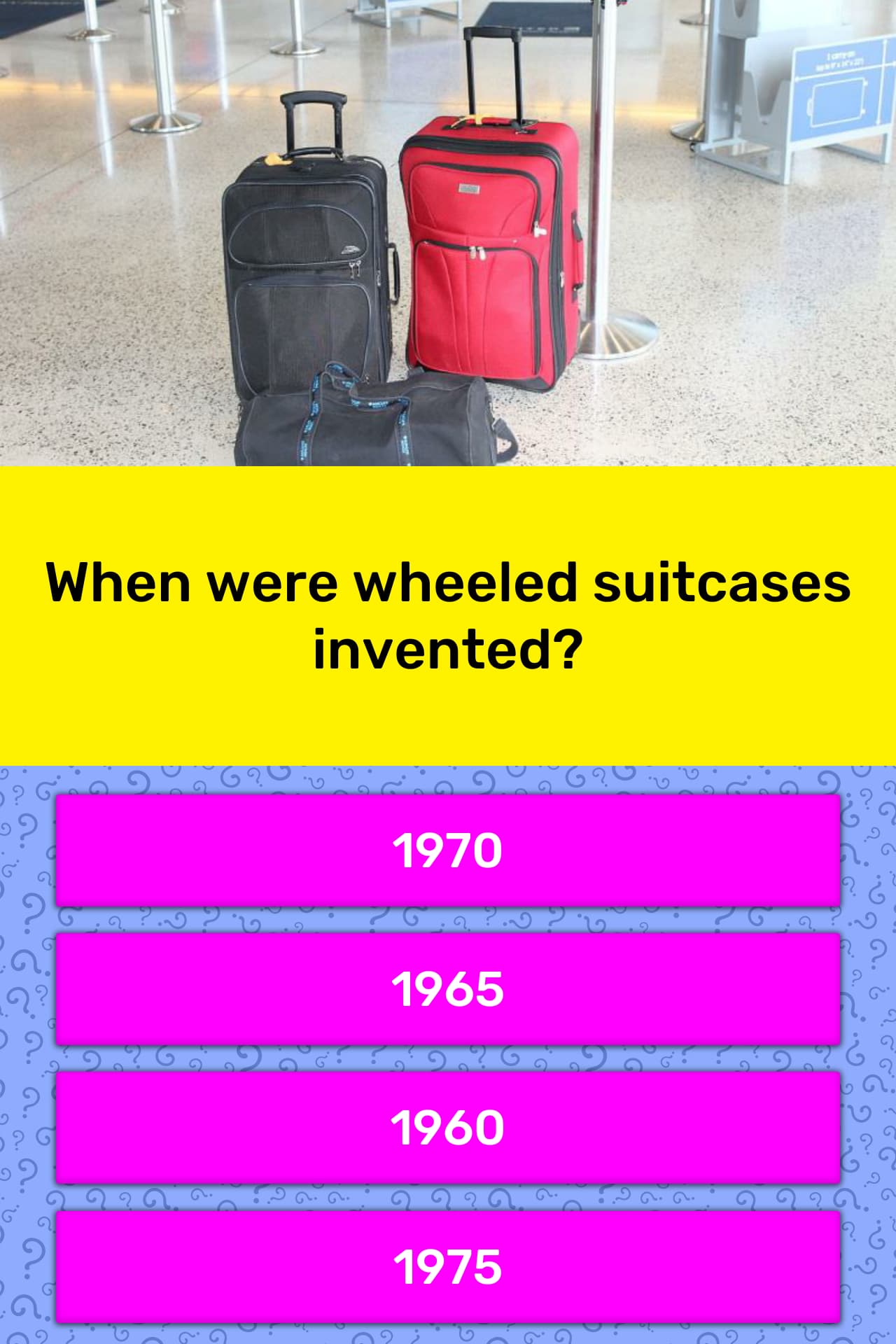 When were wheeled suitcases invented? Trivia Answers