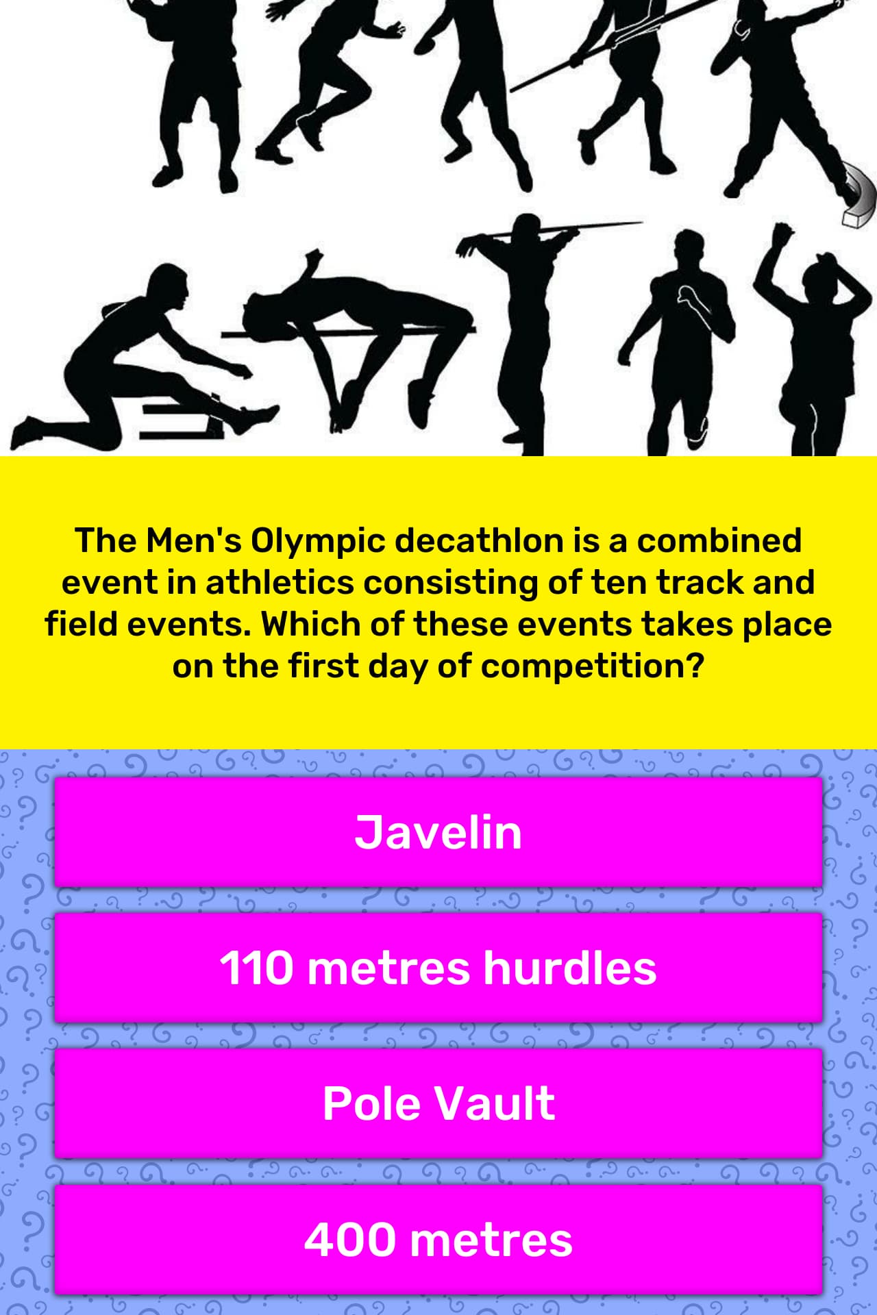 events in men's decathlon