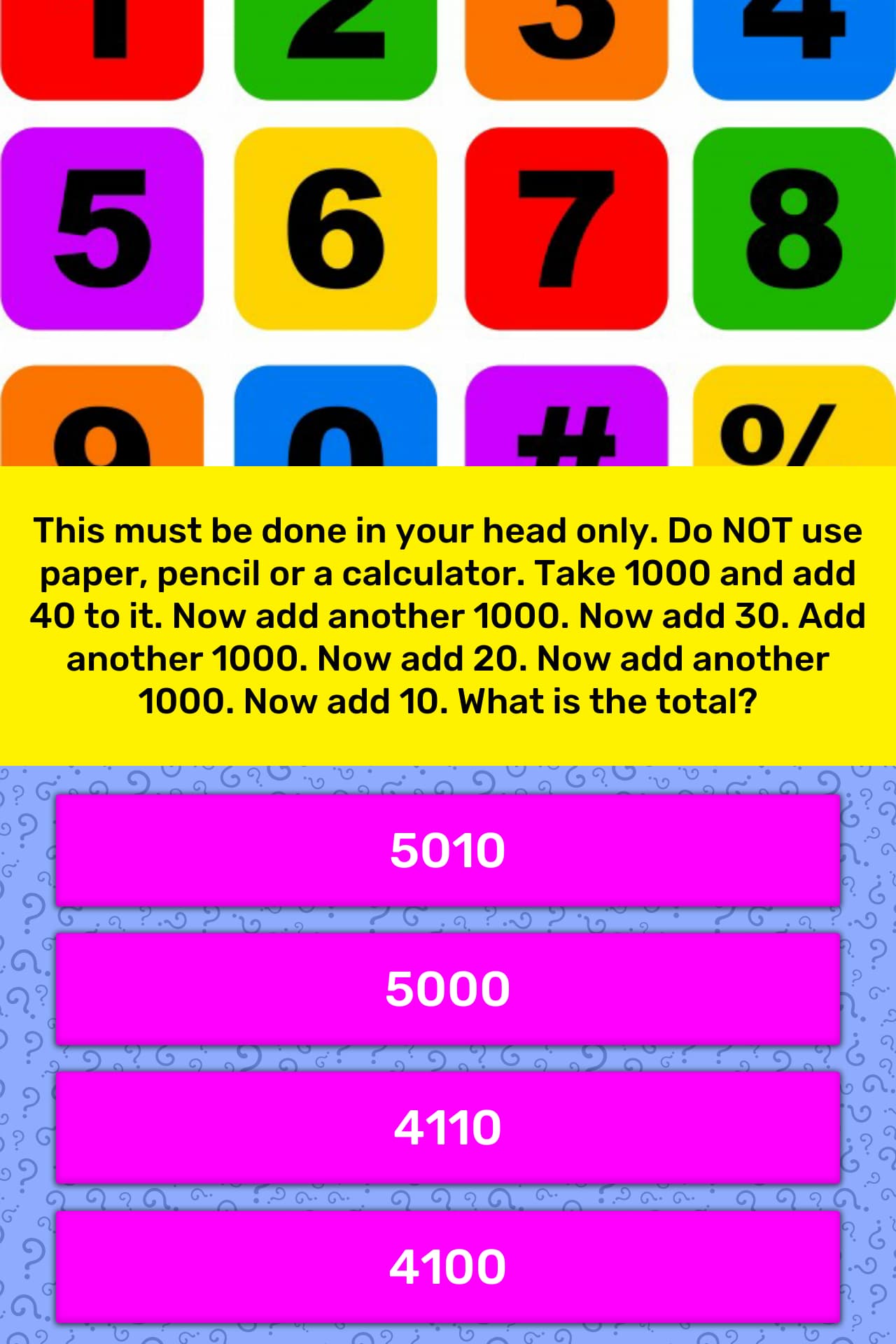 Take 1000 And Add 40 To It Now Add Trivia Answers Quizzclub