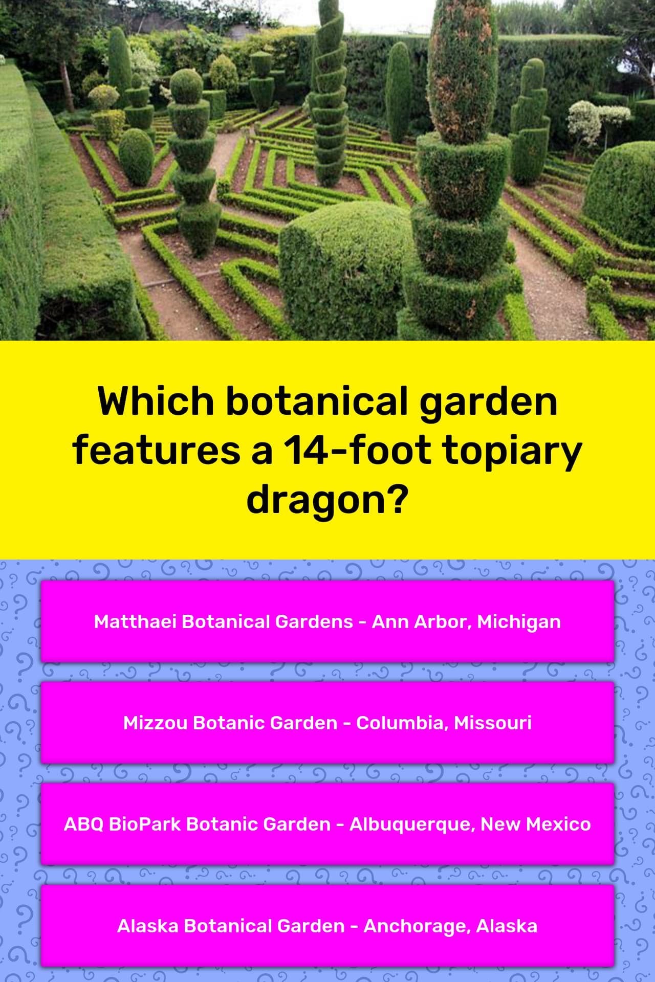 Which Botanical Garden Features A Trivia Questions Quizzclub