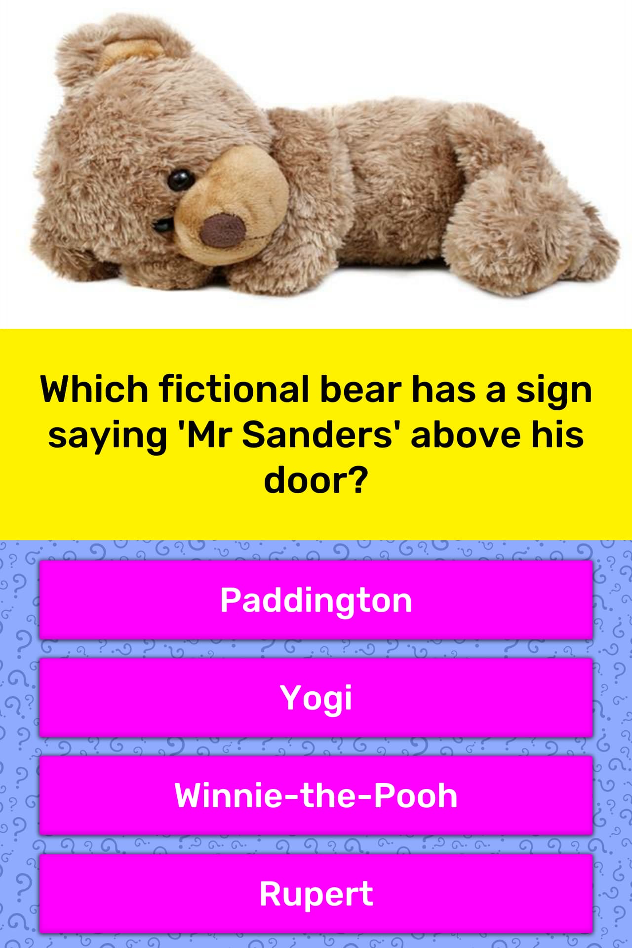 Which Fictional Bear Has A Sign Trivia Answers Quizzclub