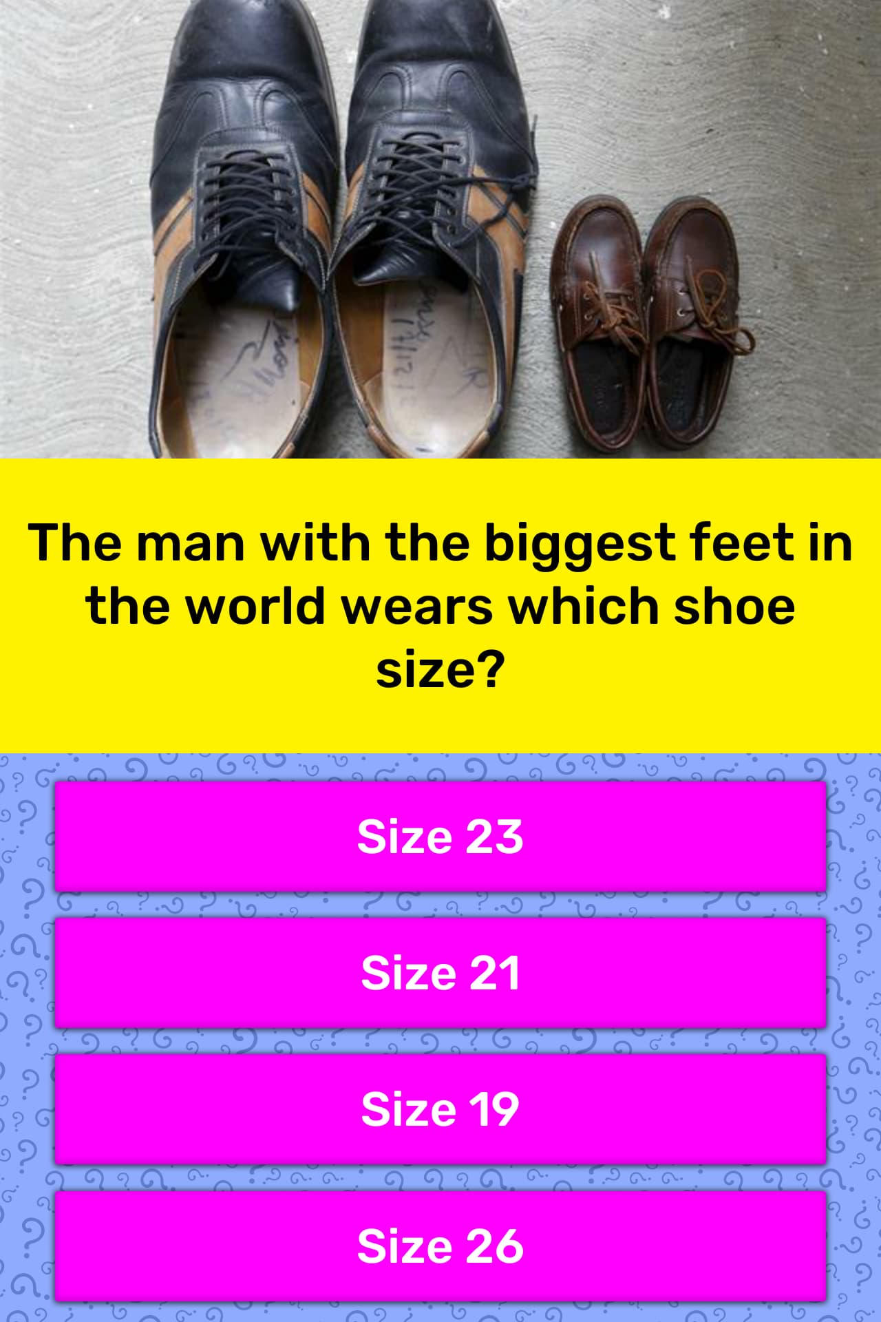size 26 shoe size