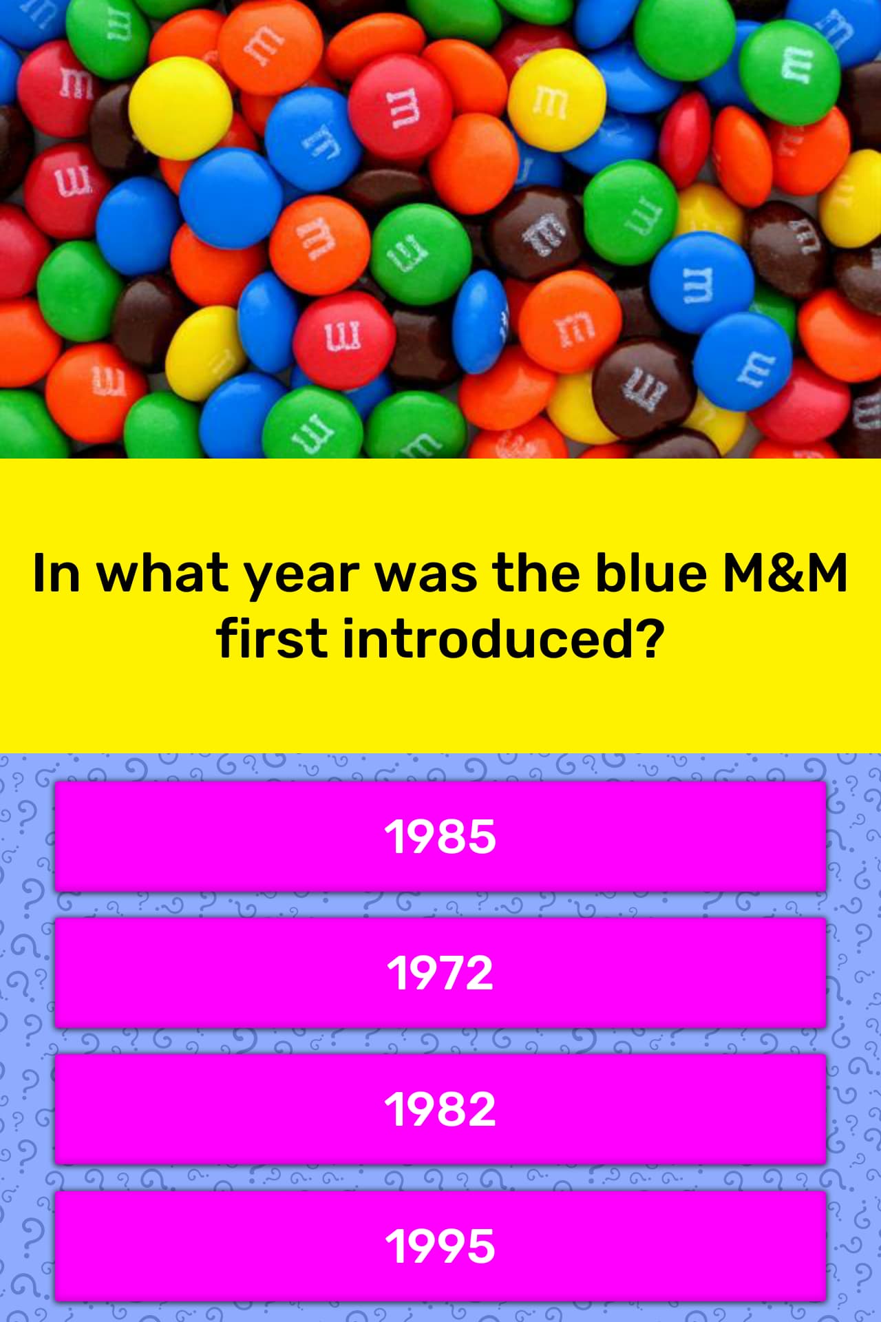 In what year was the blue M&M first...  Trivia Answers  QuizzClub