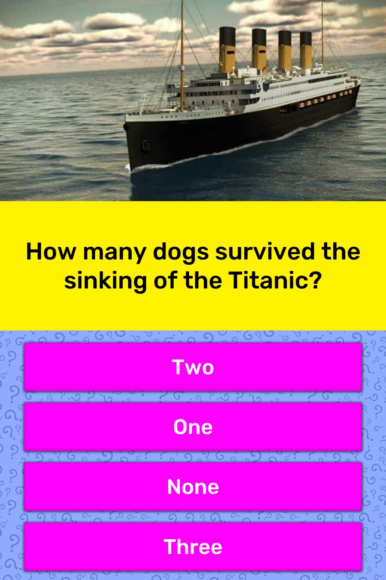 How Many Dogs Survived The Sinking Trivia Answers
