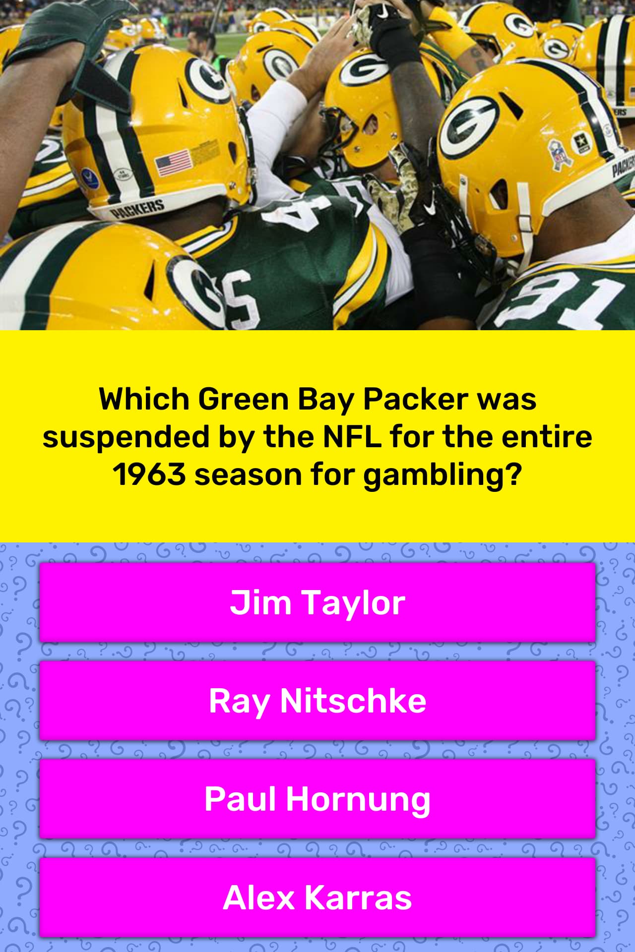 Which Green Bay Packer Was Suspended Trivia Answers