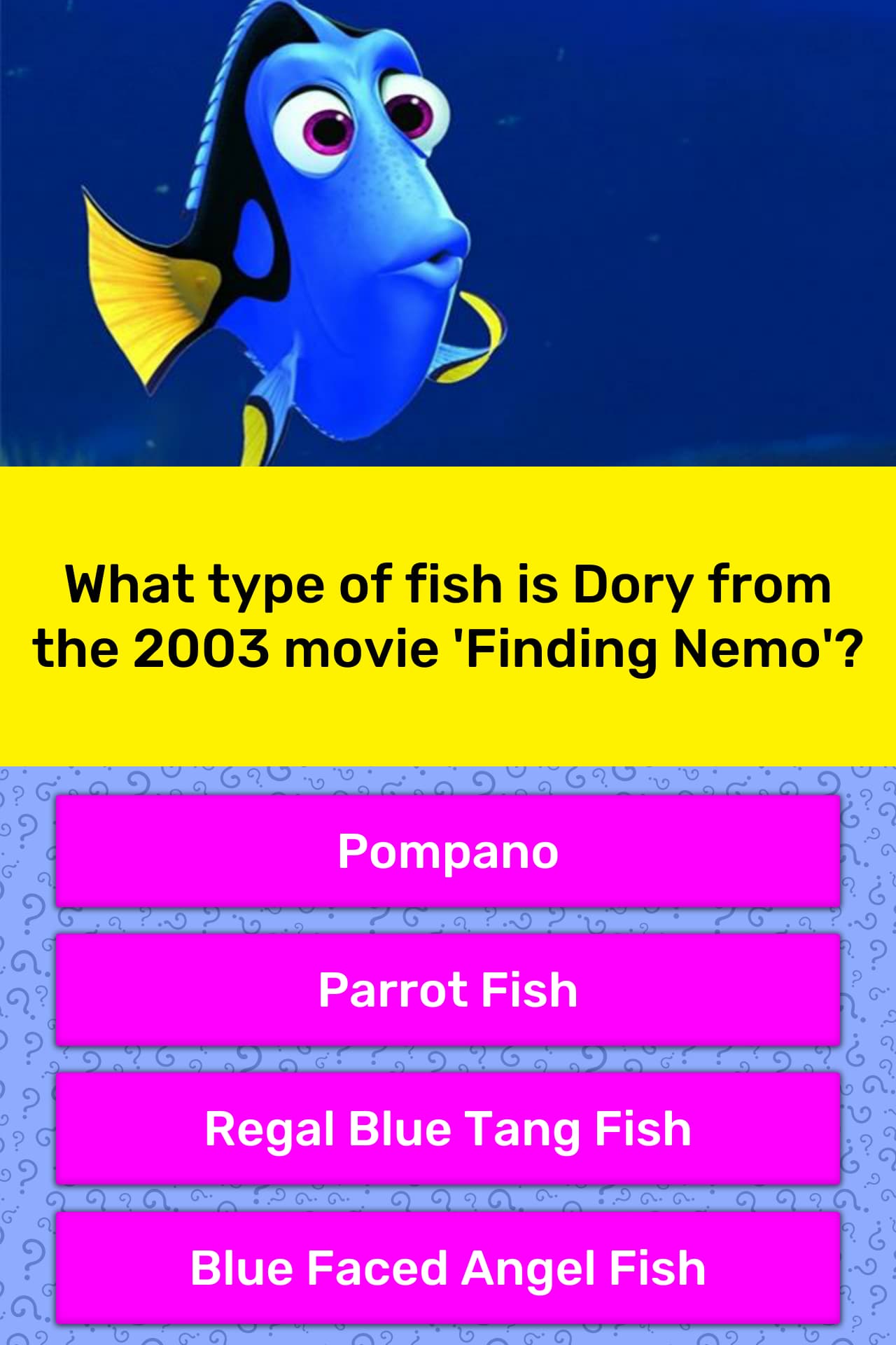 dory finding nemo fish type