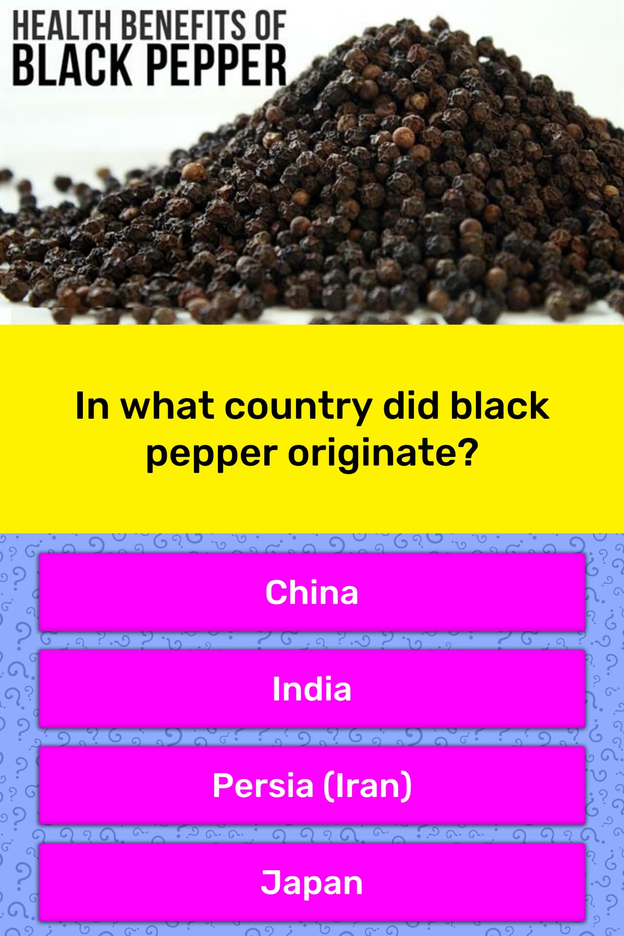 What plant does black pepper come from information