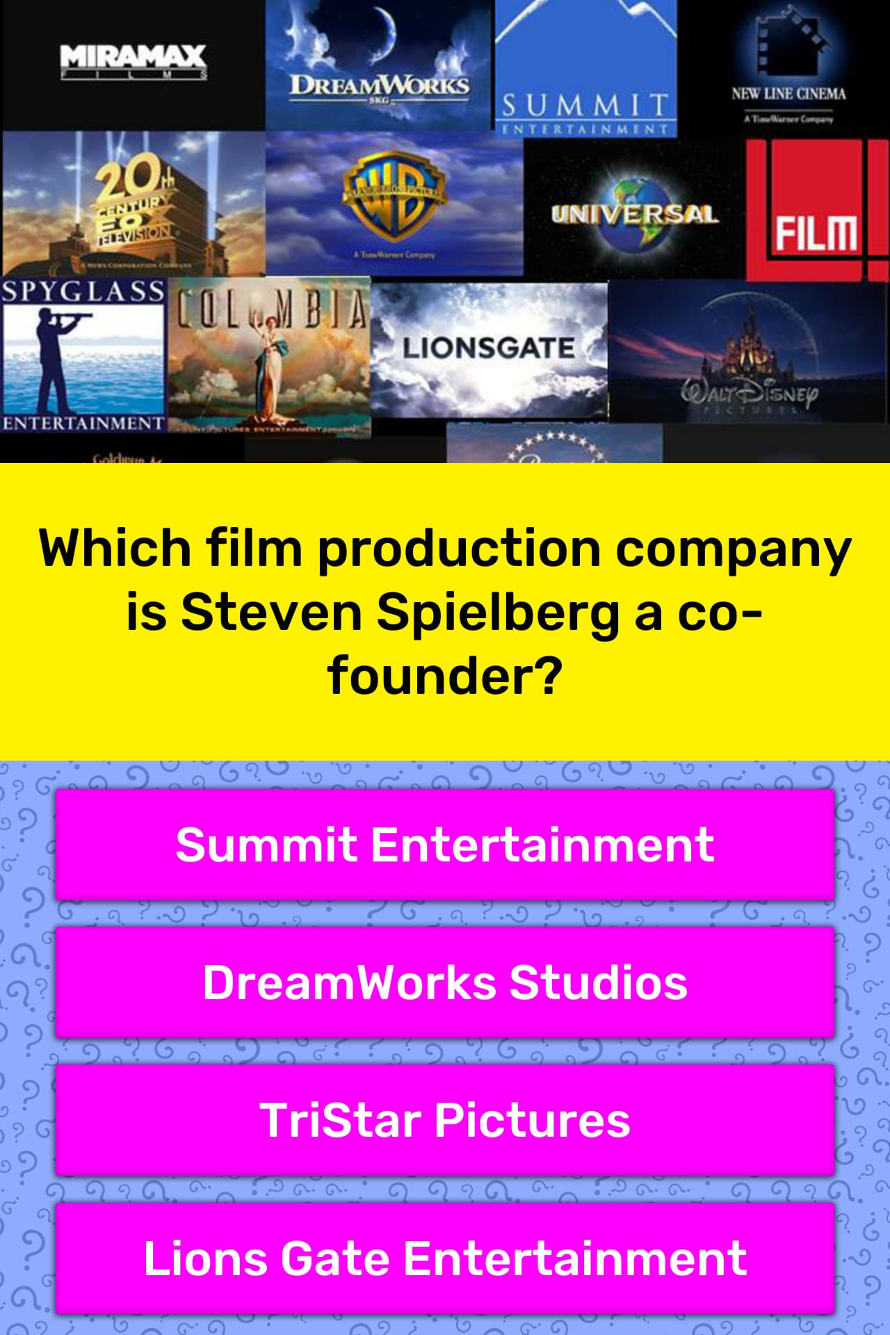 Which film production company is Trivia Questions QuizzClub