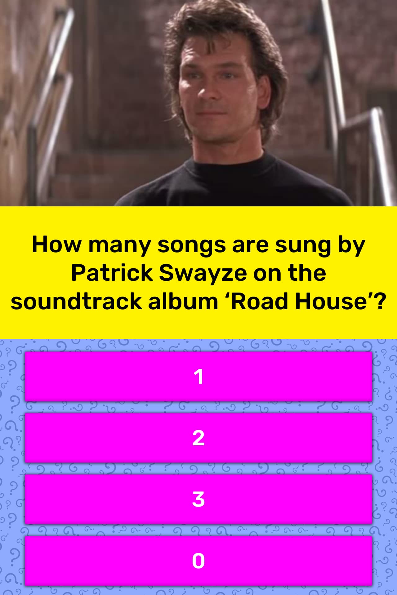 How many songs are sung by Patrick... Trivia Answers