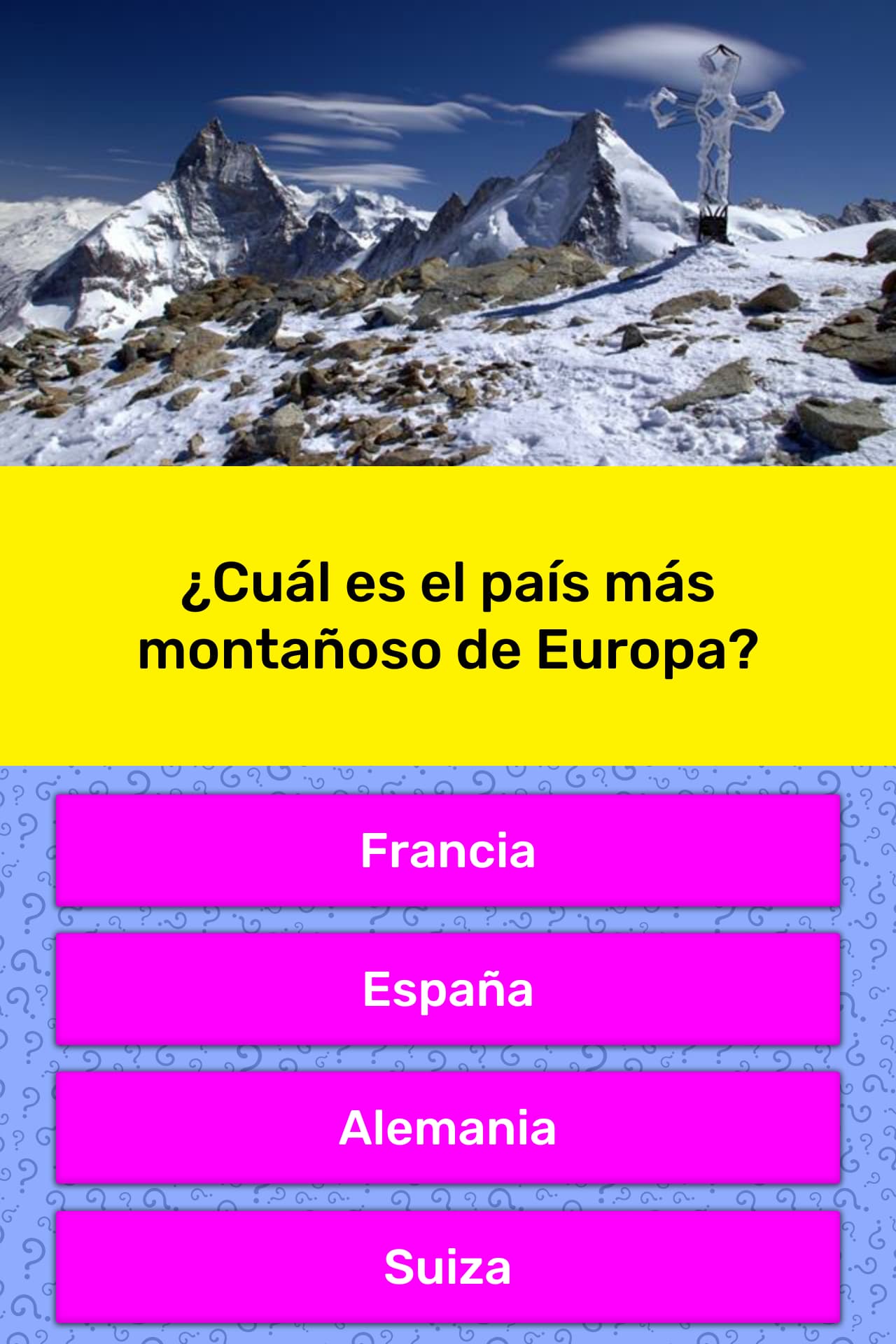 ¿Cuál es el país más montañoso de... | La respuesta de Trivia