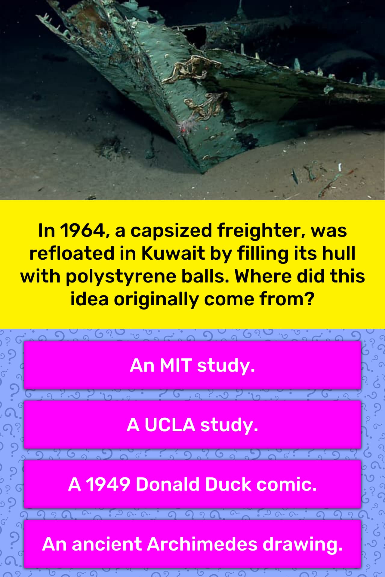 In 1964 A Capsized Freighter Was Trivia Answers Quizzclub