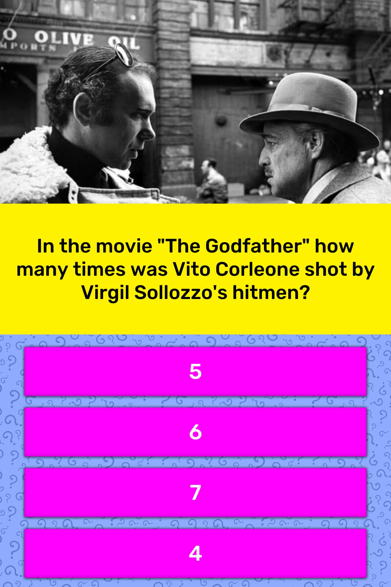In the movie "The Godfather" how... | Trivia Answers ...