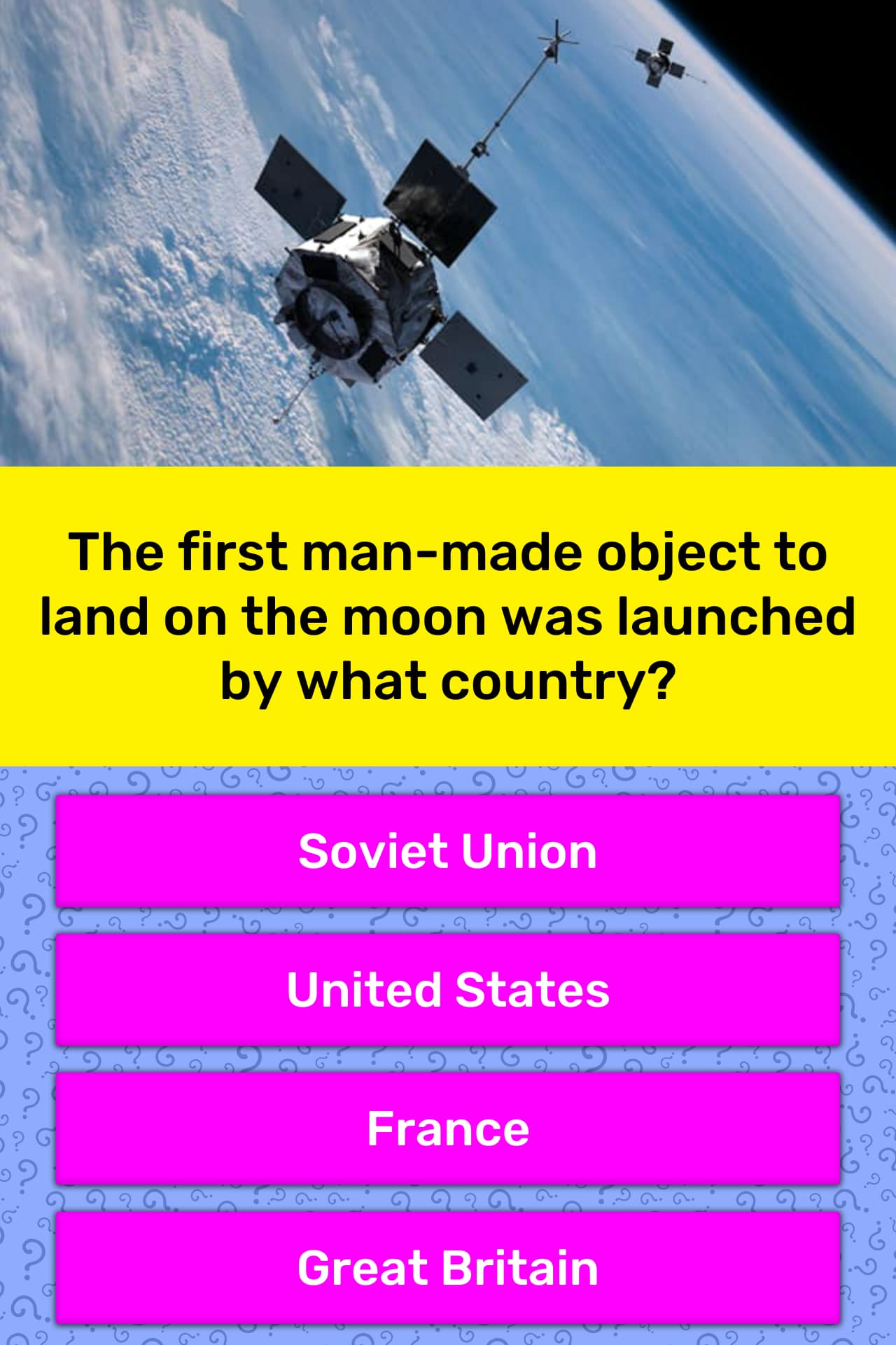 The First Man made Object To Land On Trivia Answers QuizzClub