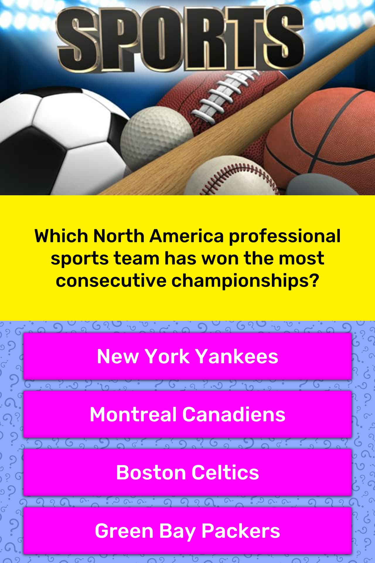 Which North America professional... Trivia Answers
