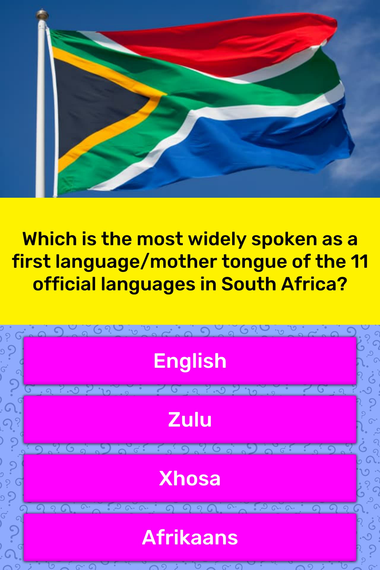 Which Of The Following Is Not An Official Language Of South African 