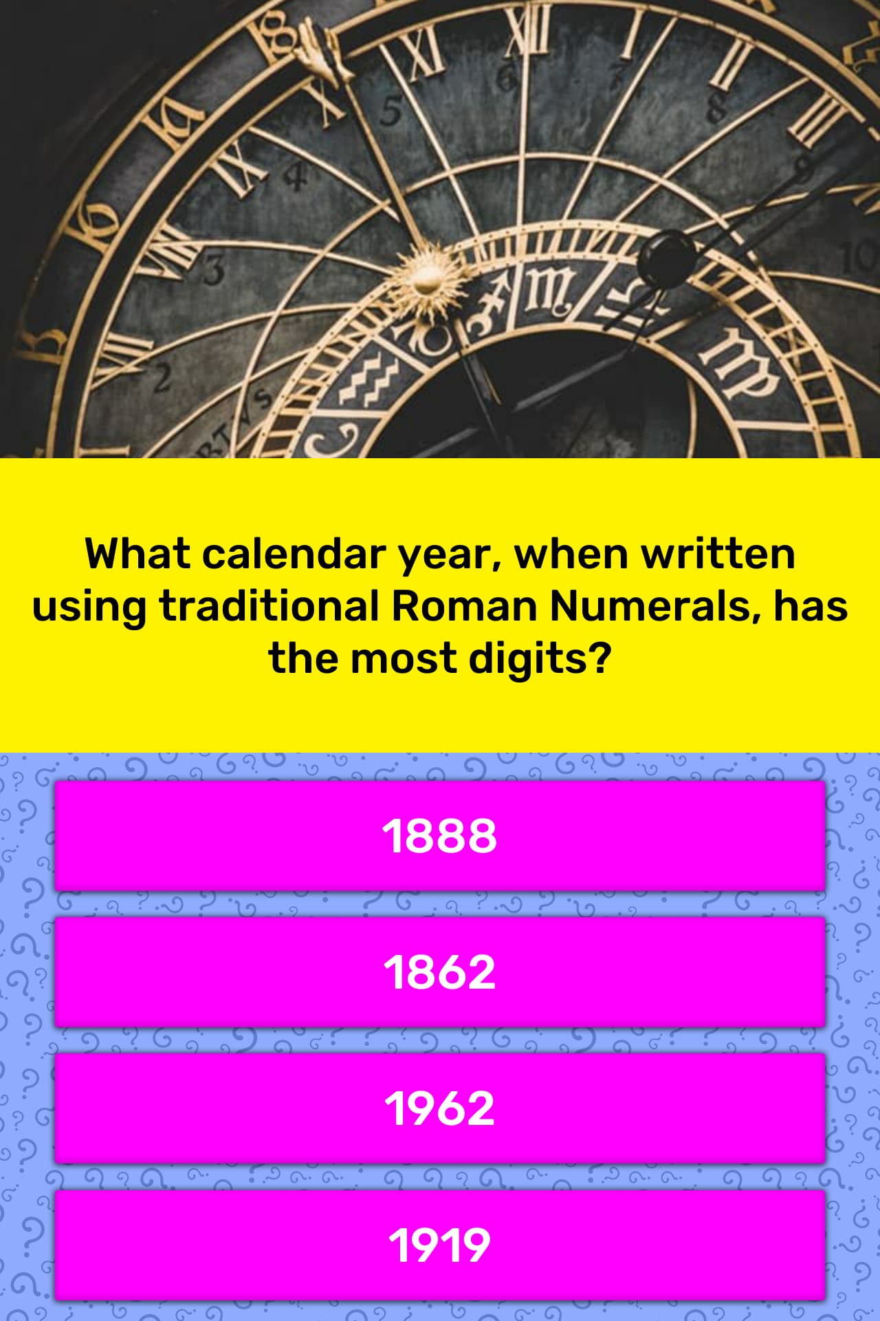 What calendar year, when written... Trivia Answers