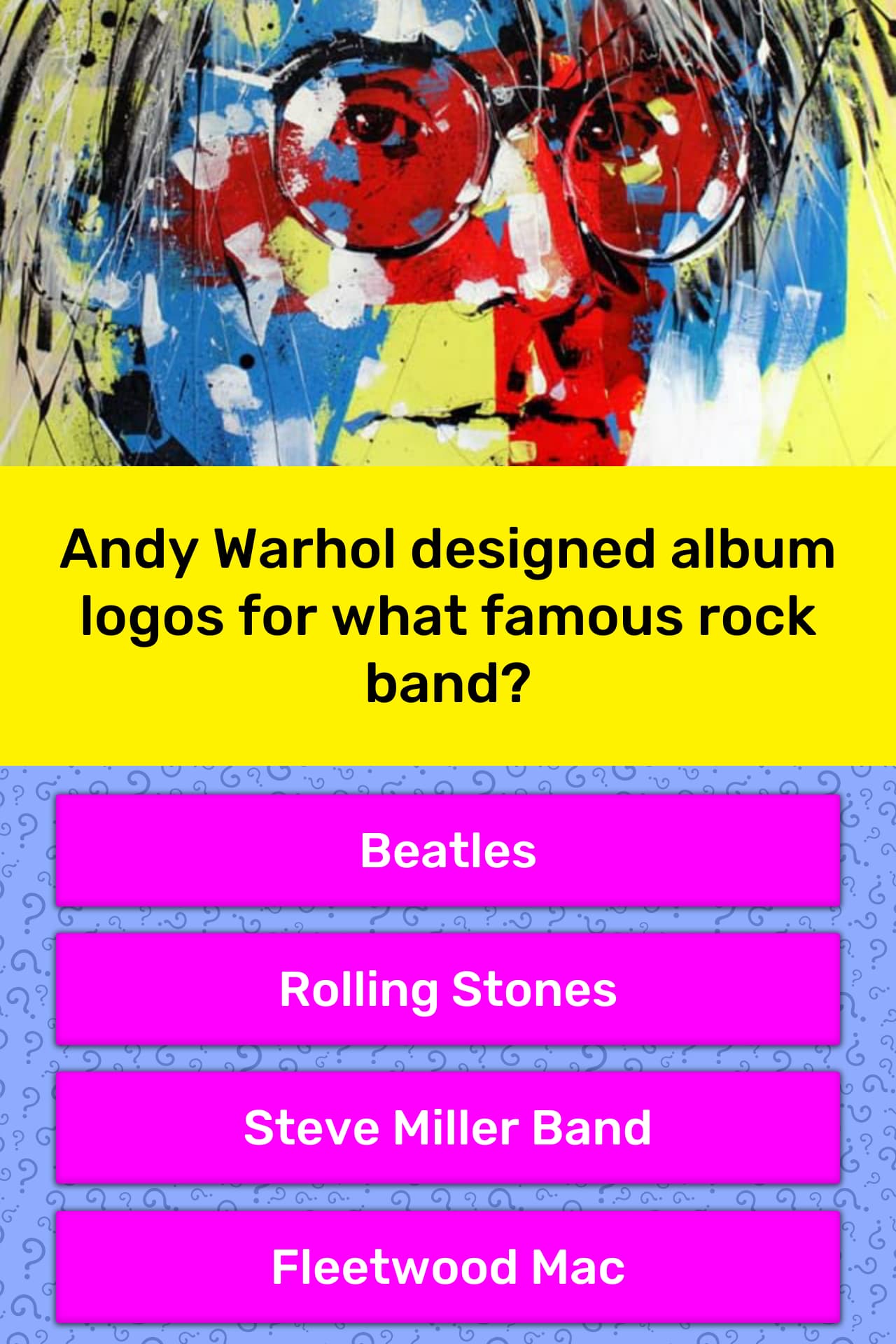 Andy Warhol Designed Album Logos For Trivia Answers Quizzclub