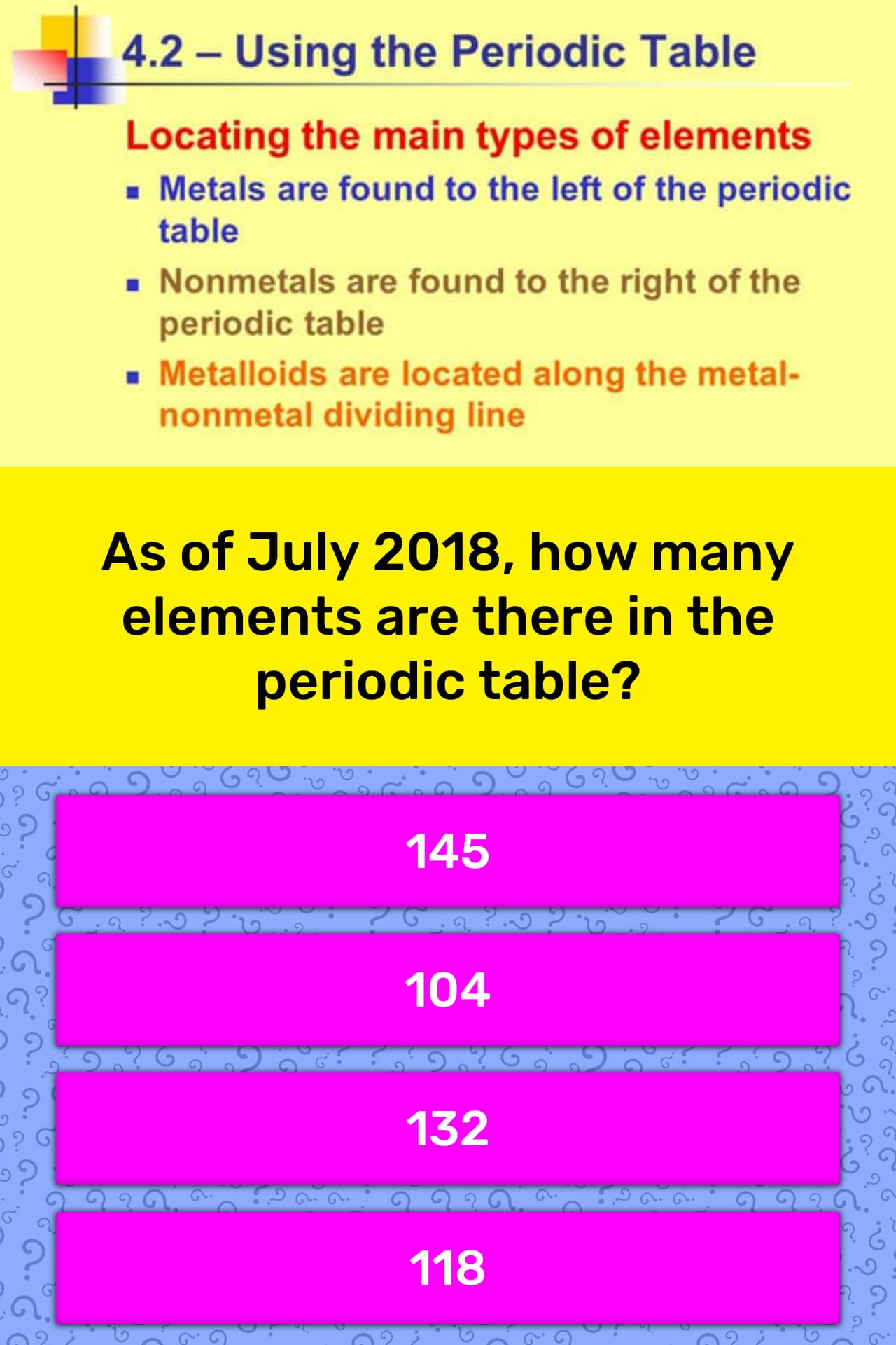 periodic table many 2018 elements how elements   Questions 2018, how July many of As Trivia