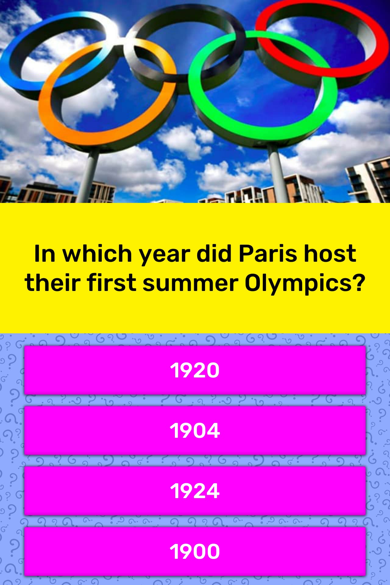 In which year did Paris host their... Trivia Answers