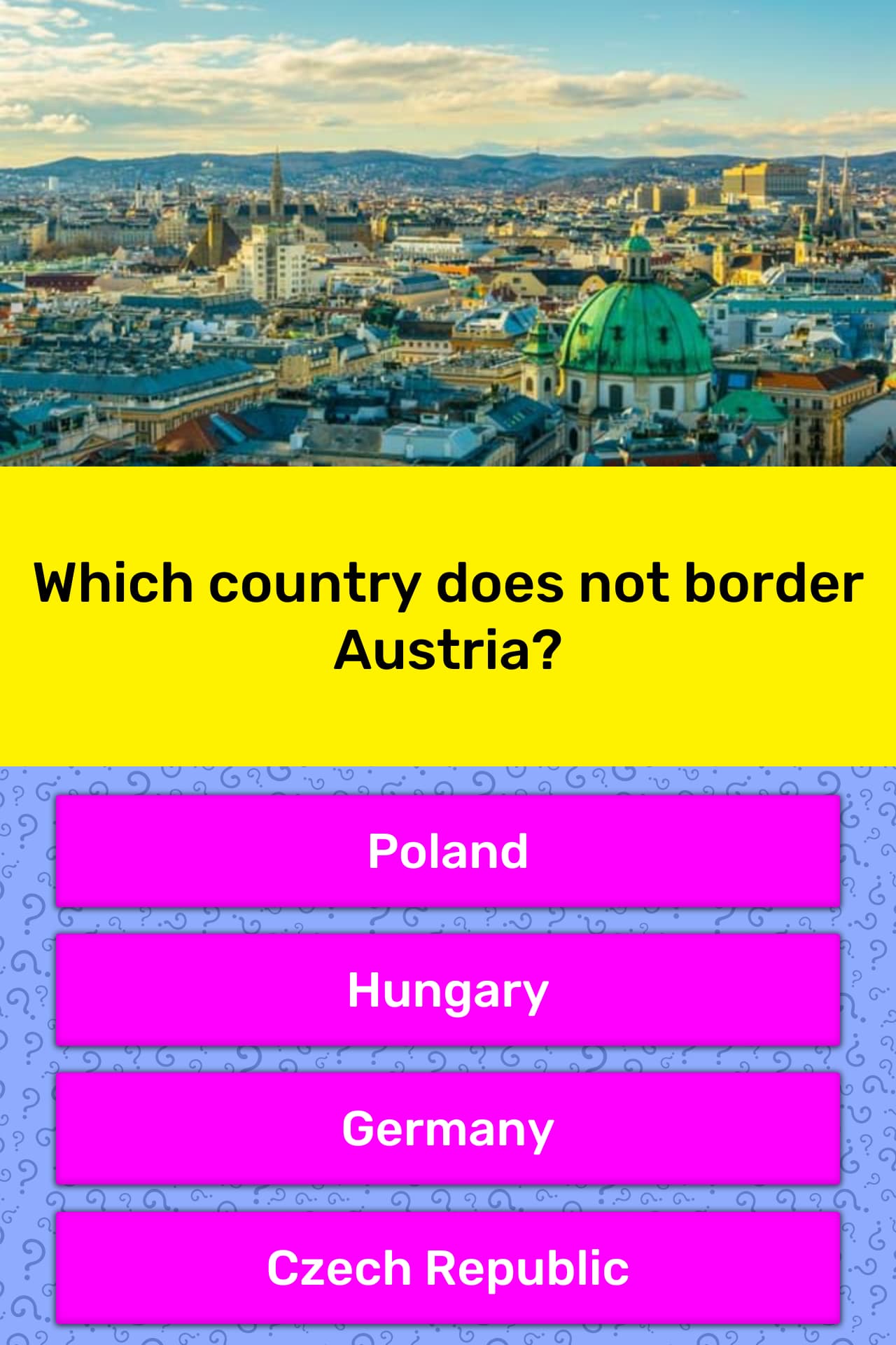 Which Country Does Not Border Austria Trivia Questions QuizzClub