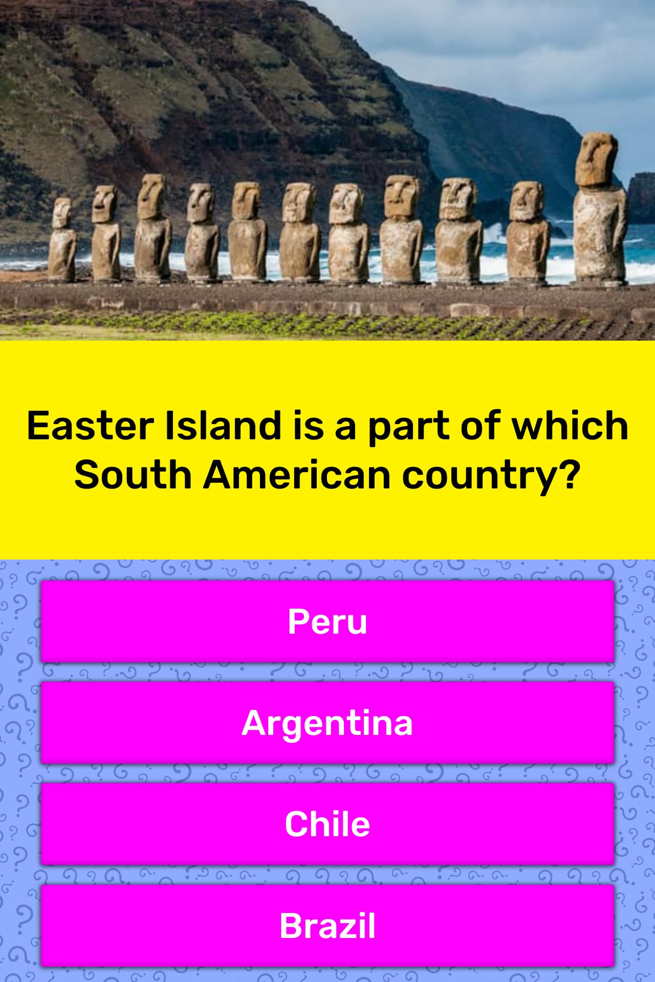 Easter Island is a part of which... | Trivia Answers | QuizzClub