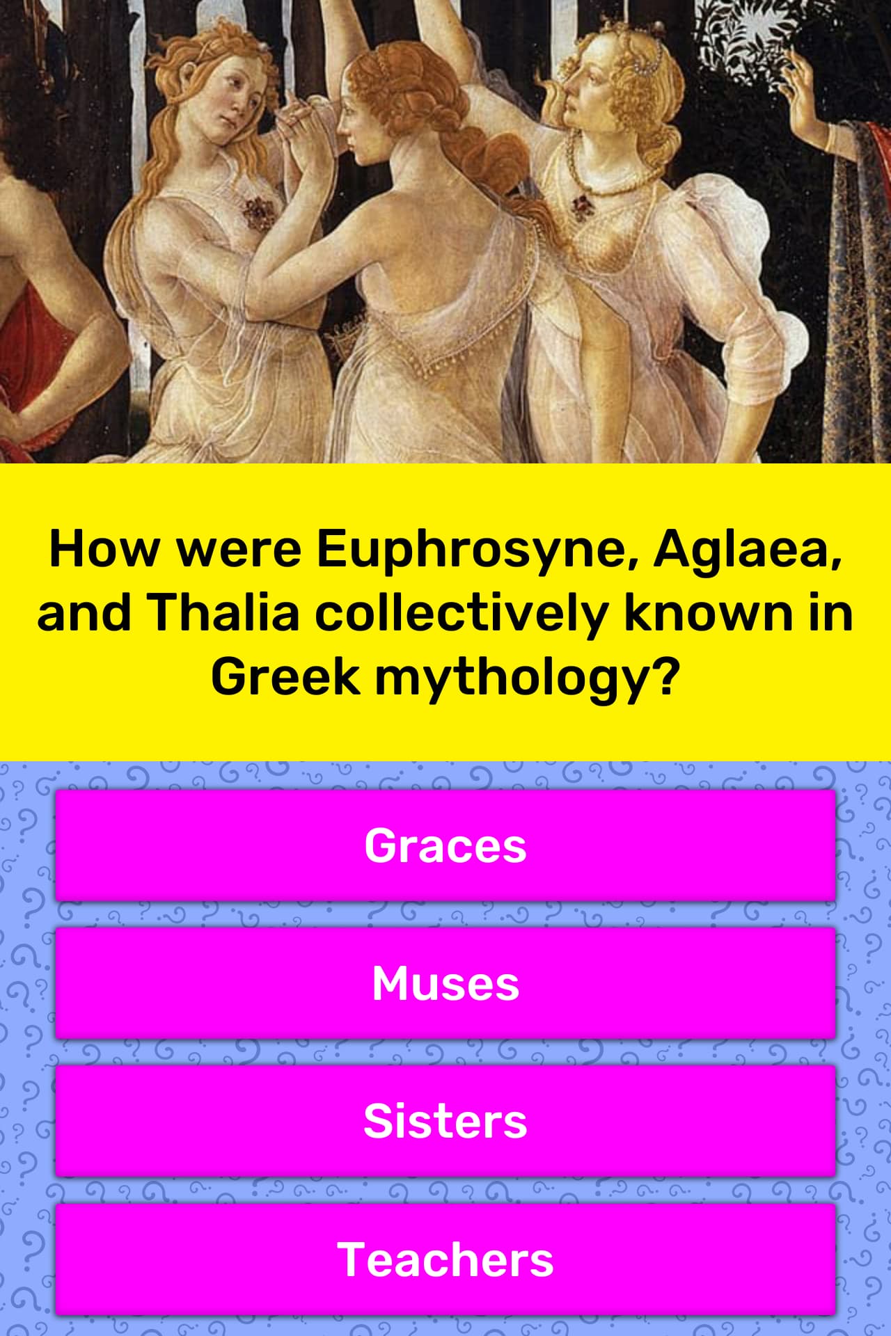 How Were Euphrosyne Aglaea And Trivia Answers Quizzclub