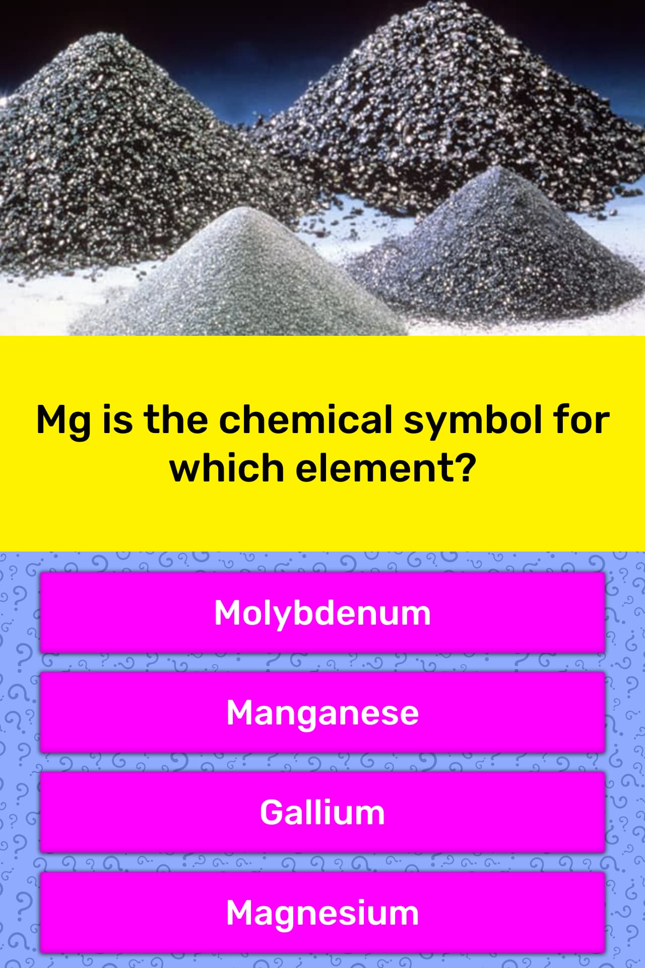 mg-is-the-chemical-symbol-for-which-trivia-answers-quizzclub