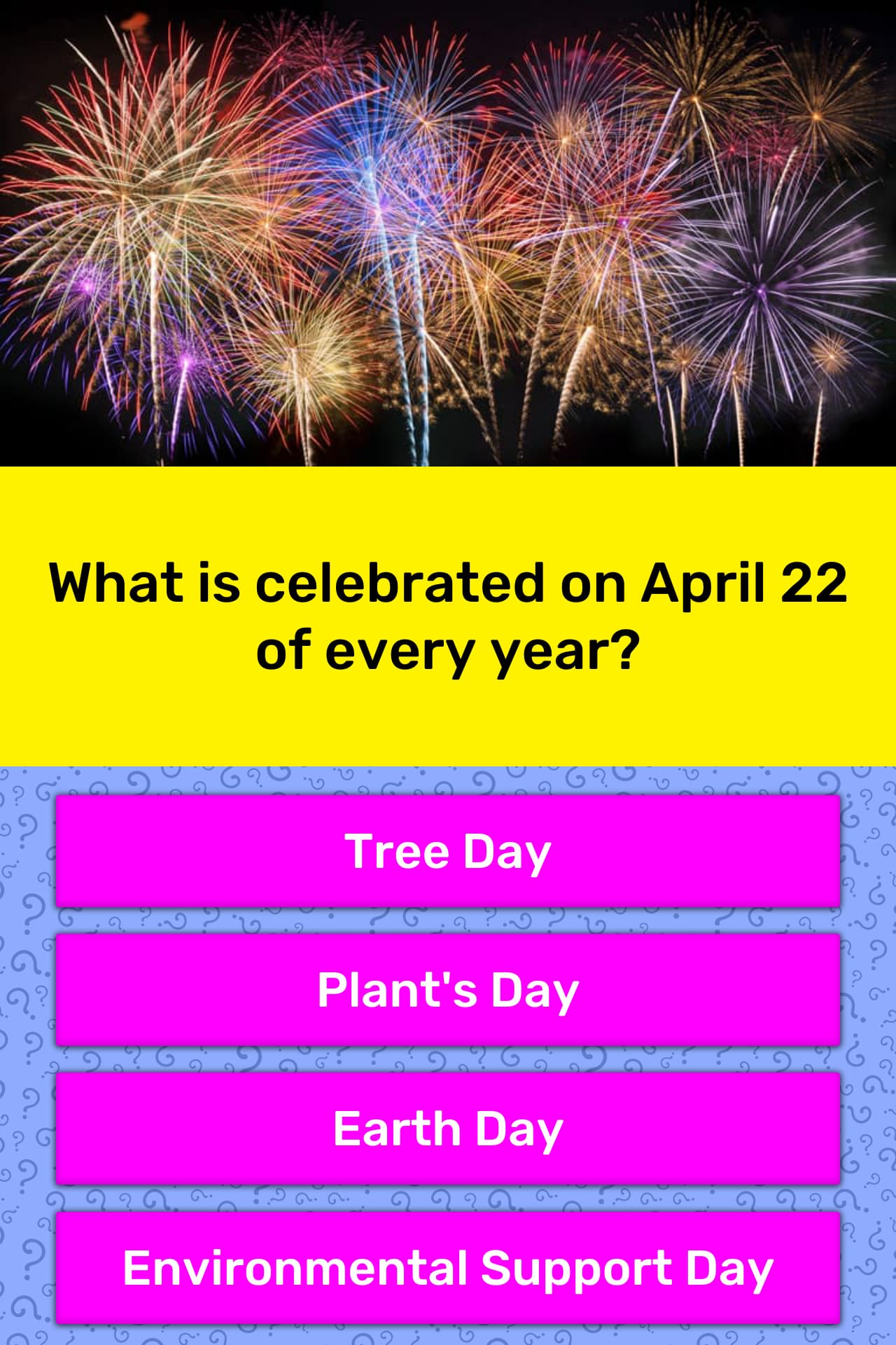What Is Celebrated On April 22 Of Trivia Answers QuizzClub