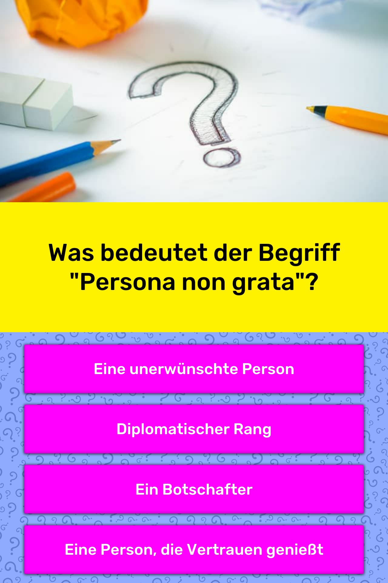 Was bedeutet der Begriff "Persona... | Quiz-Antworten | QuizzClub