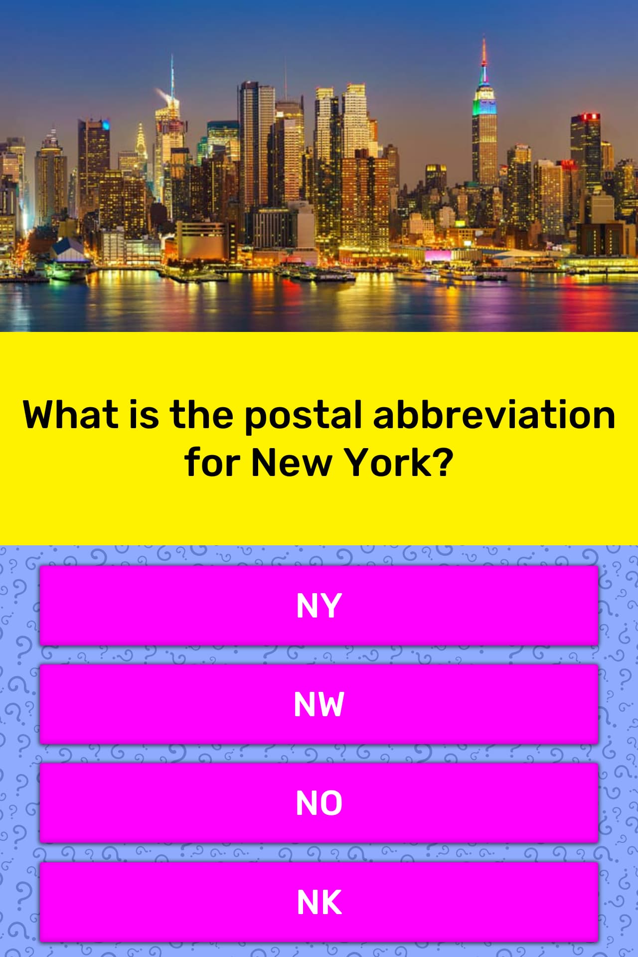 What is the postal abbreviation for... | Trivia Answers | QuizzClub