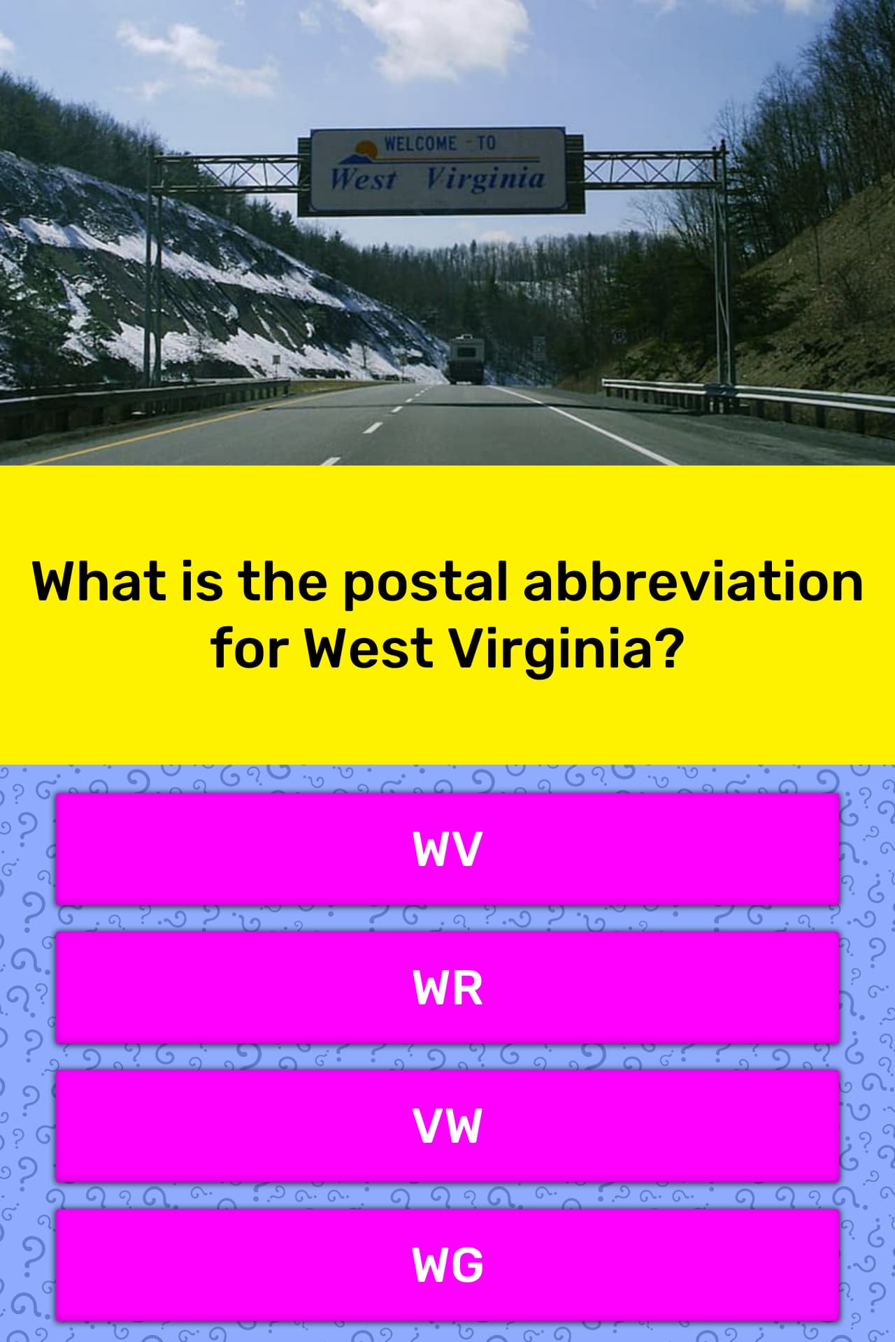 What is the postal abbreviation for... Trivia Answers