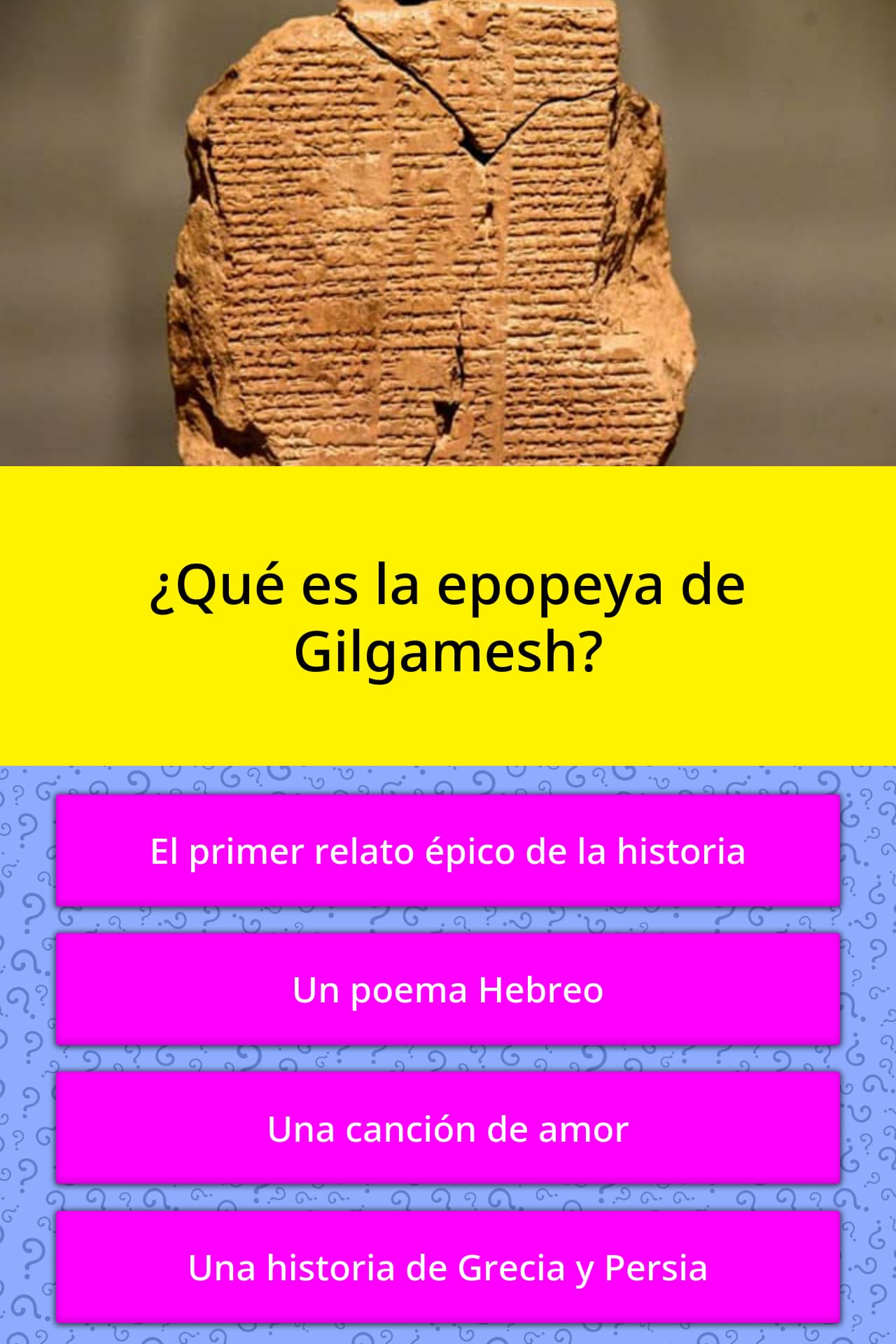 ¿Qué es la epopeya de Gilgamesh? Las Preguntas Trivia